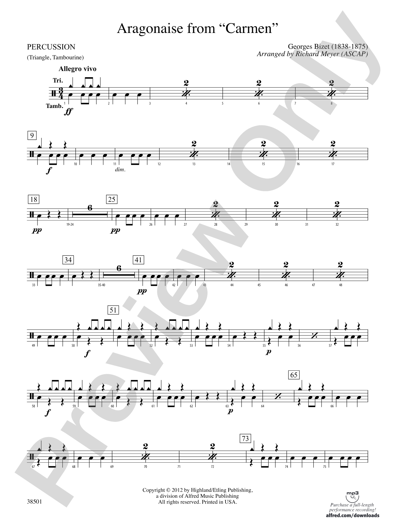 Aragonaise from Carmen: 1st Percussion