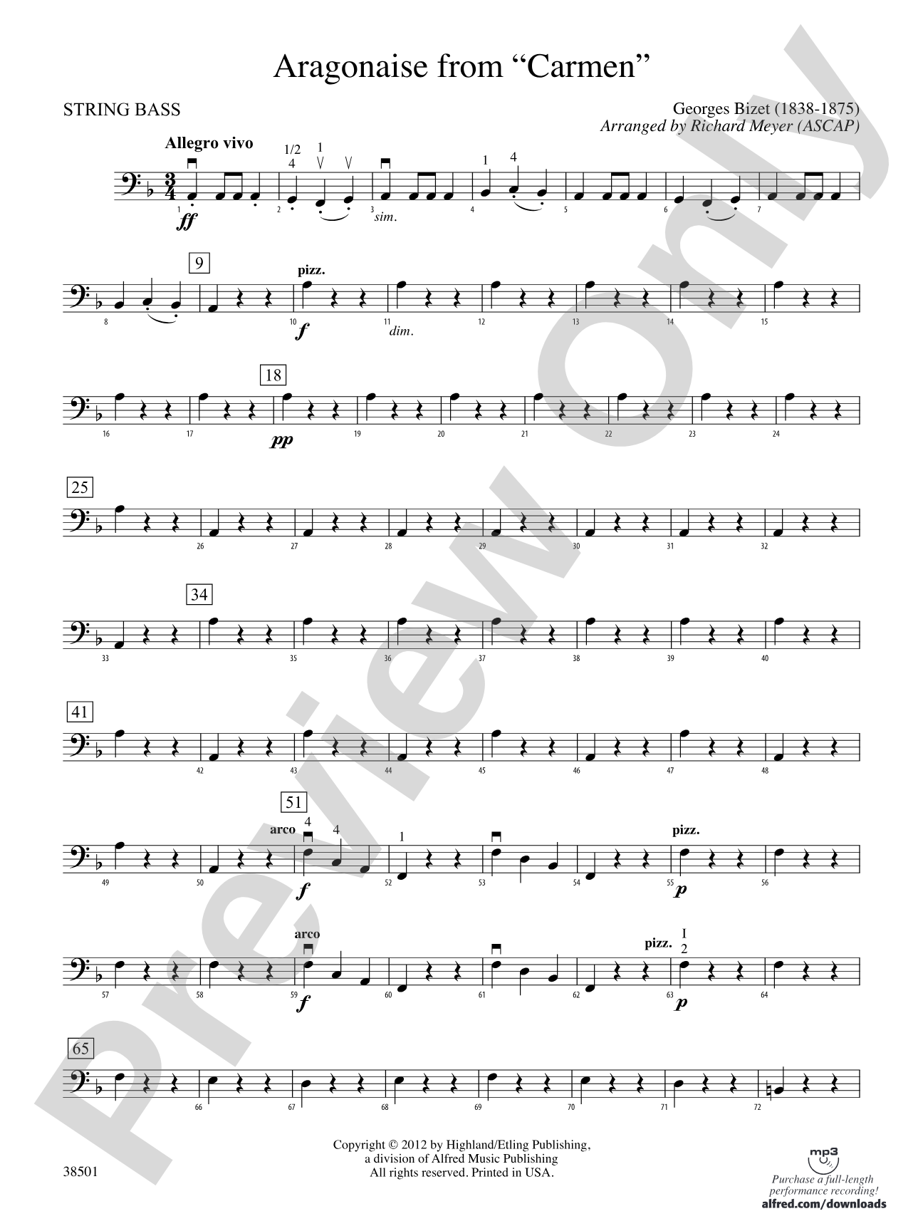 Aragonaise from Carmen: String Bass