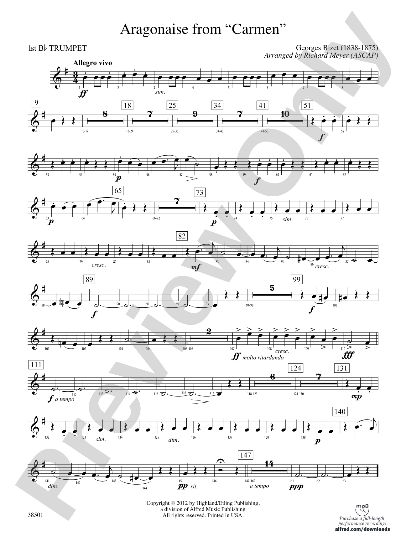 Aragonaise from Carmen: 1st B-flat Trumpet