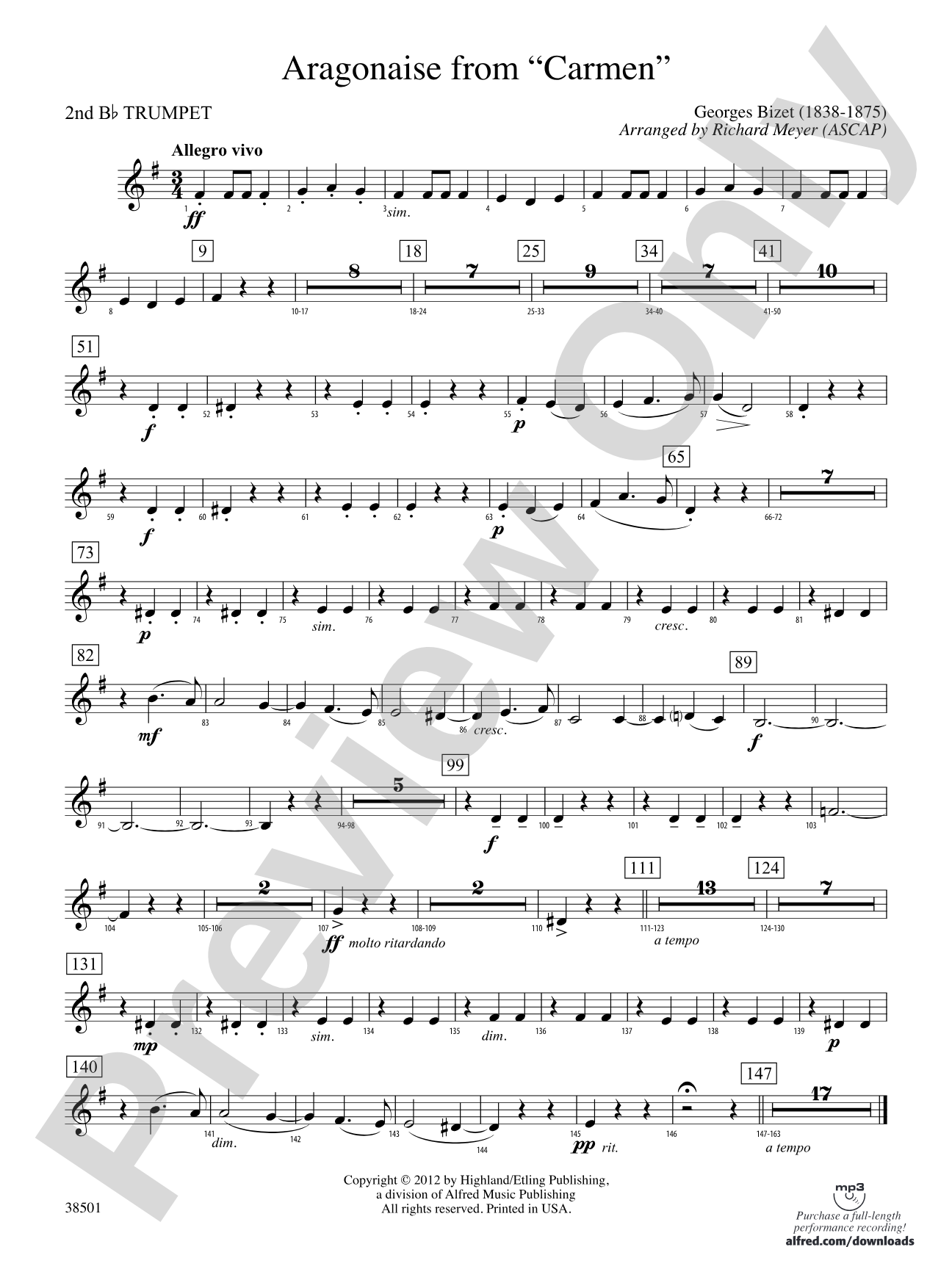 Aragonaise from Carmen: 2nd B-flat Trumpet