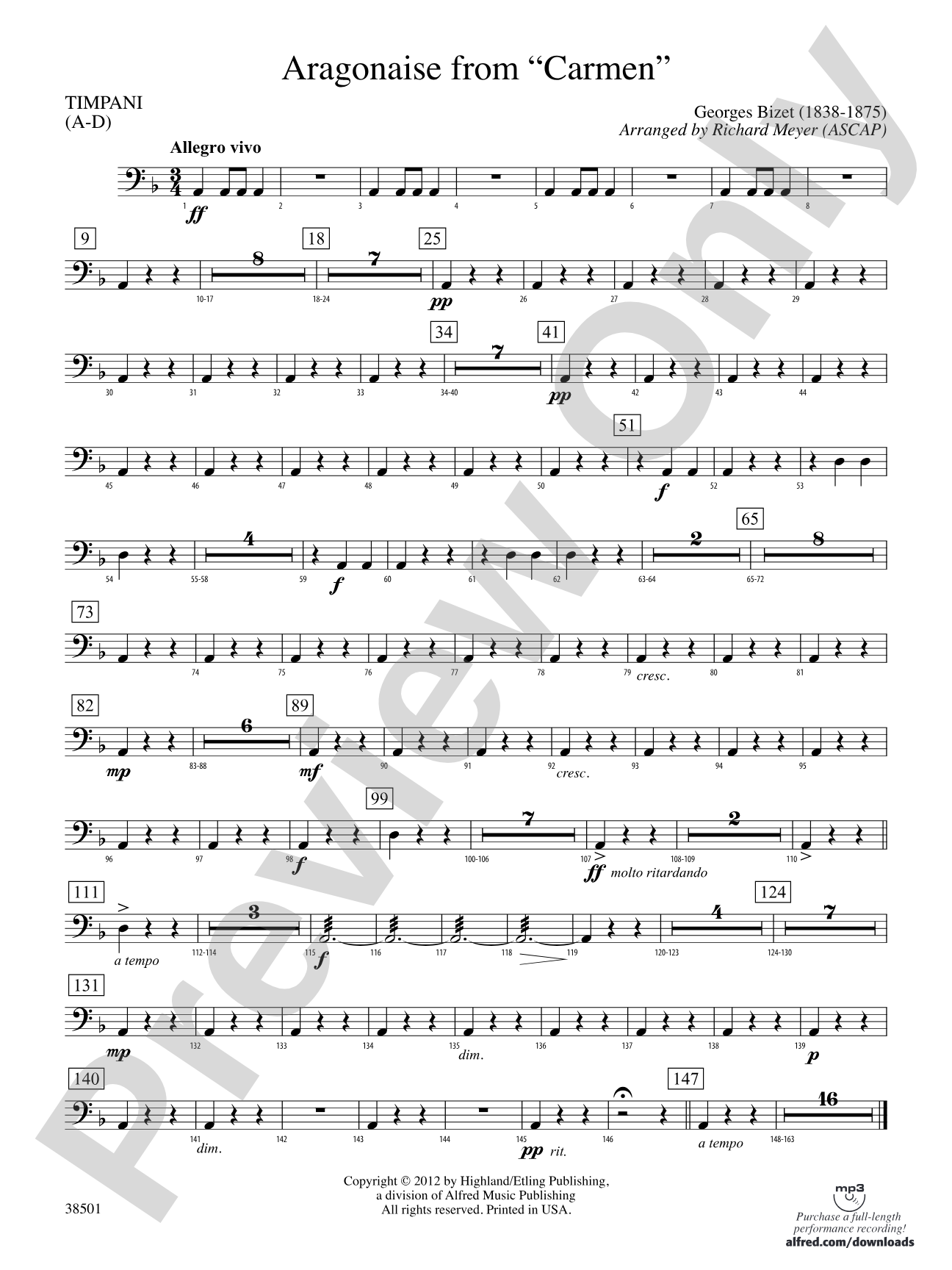 Aragonaise from Carmen: Timpani