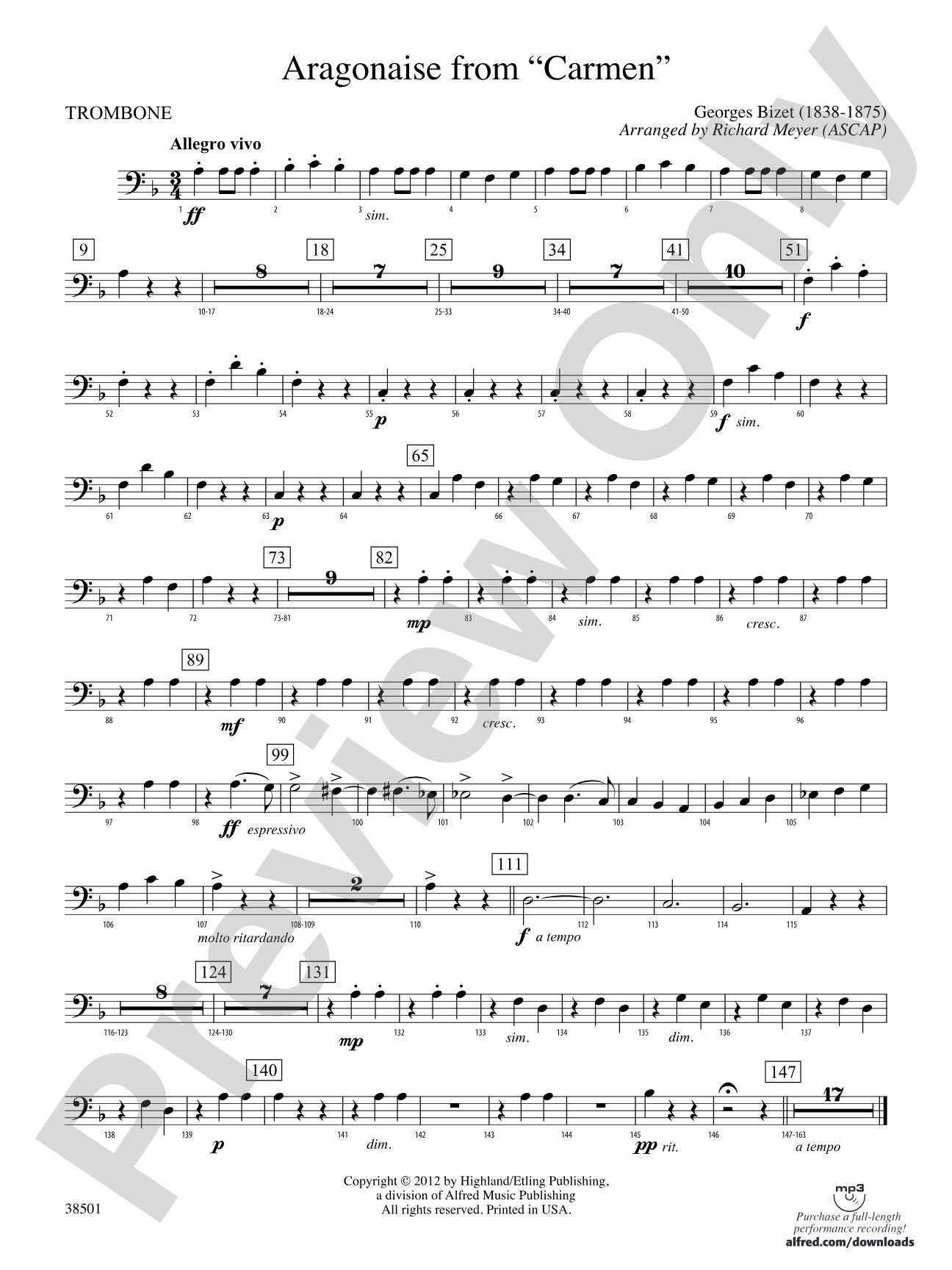 Aragonaise from Carmen: 1st Trombone