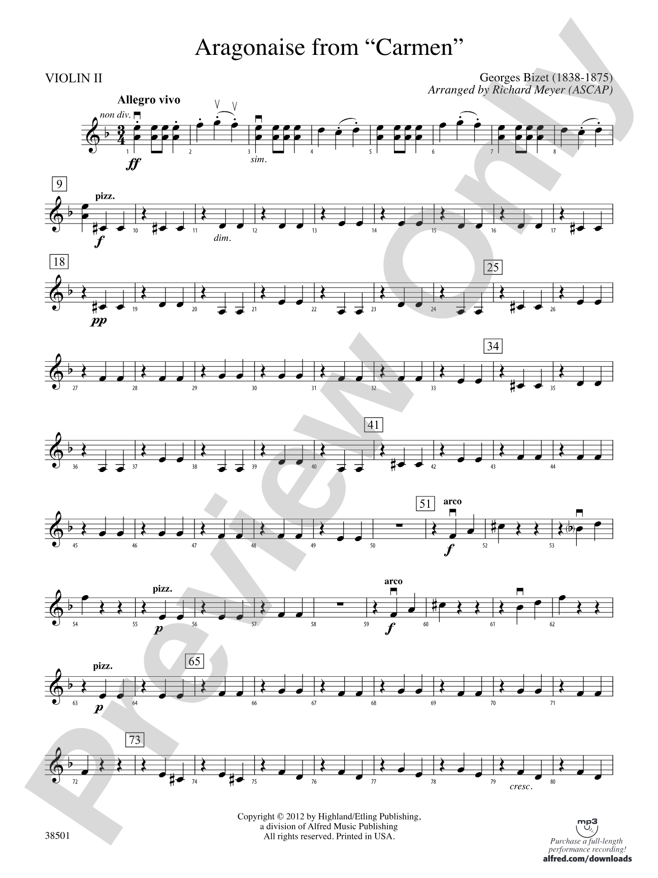 Aragonaise from Carmen: 2nd Violin