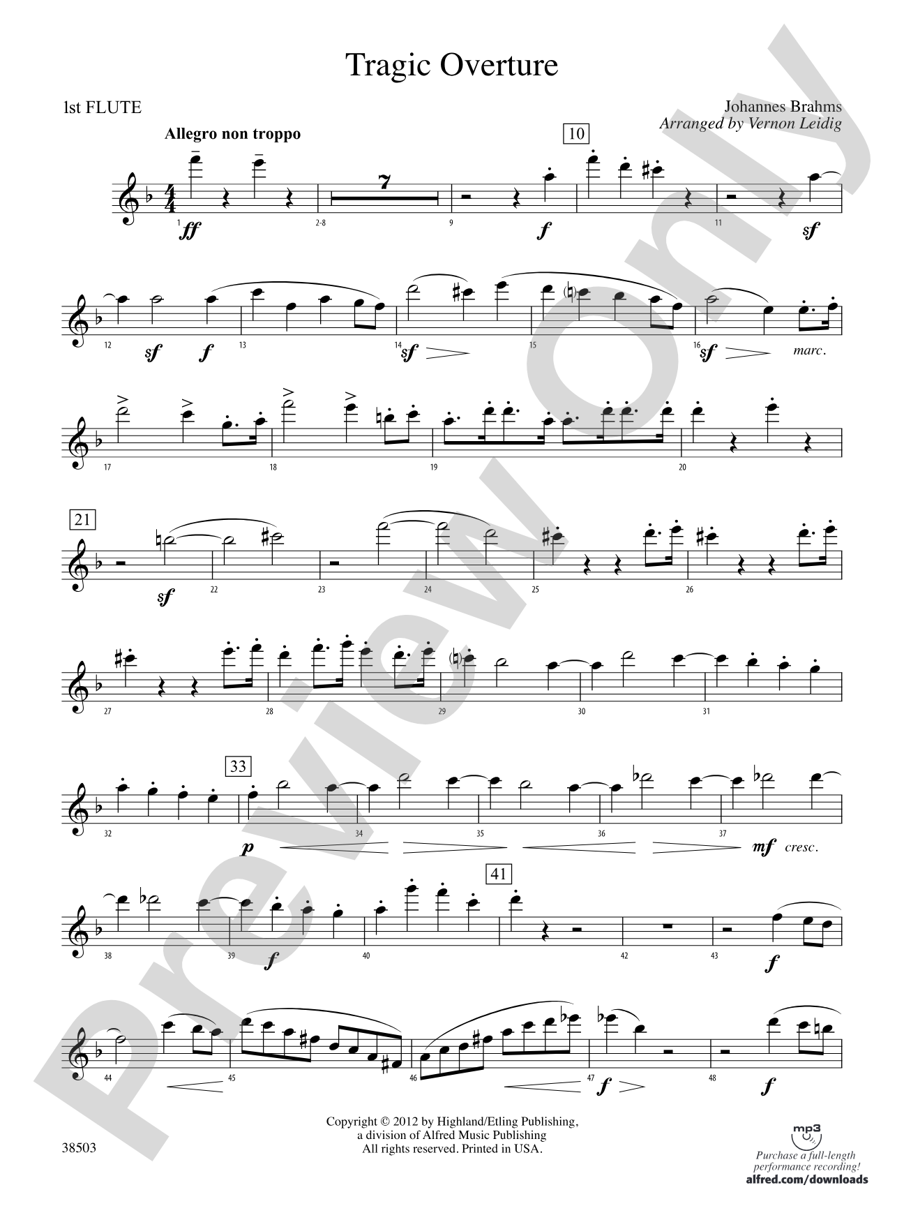 Tragic Overture: Flute