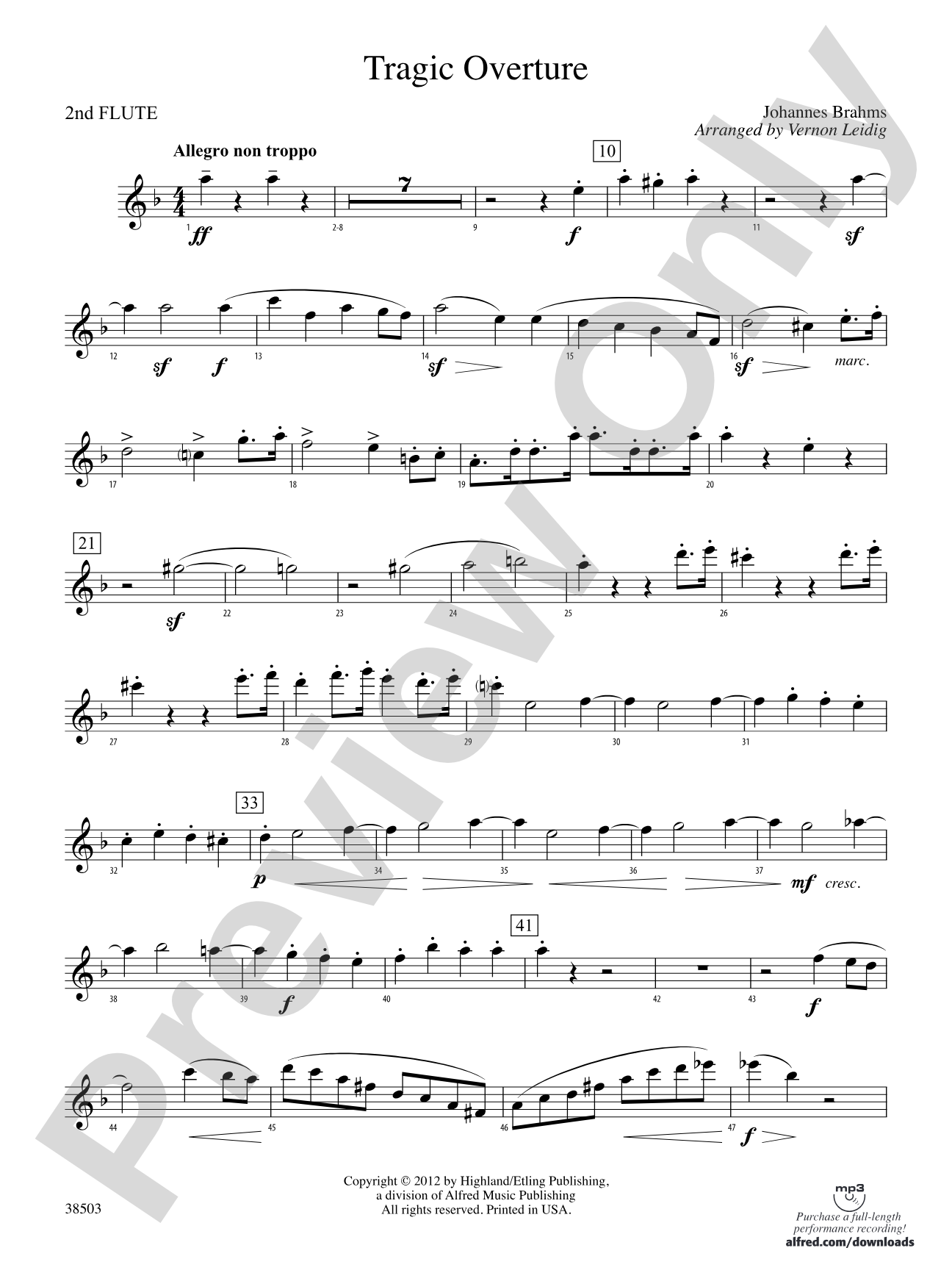 Tragic Overture: 2nd Flute