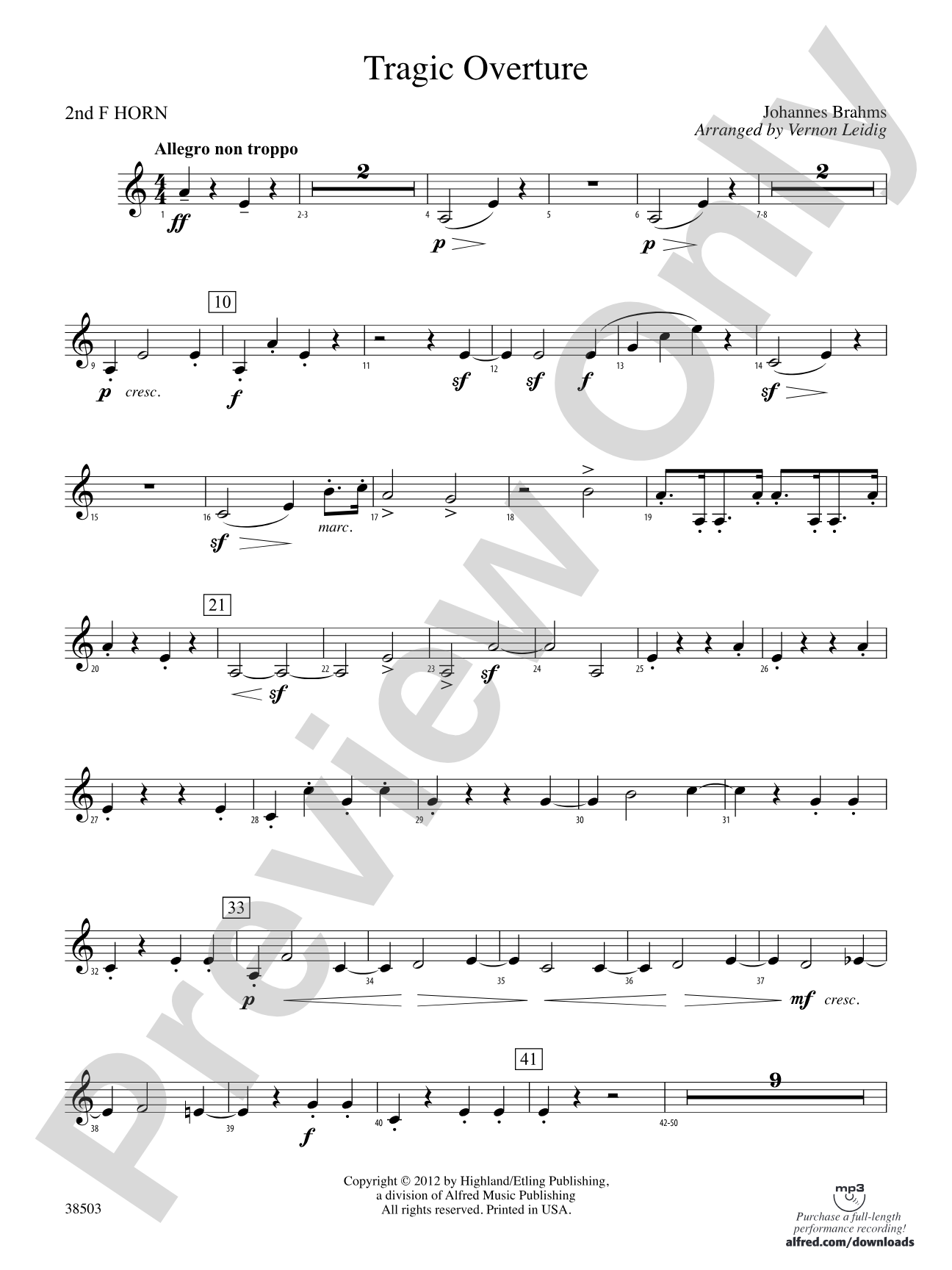 Tragic Overture: 2nd F Horn