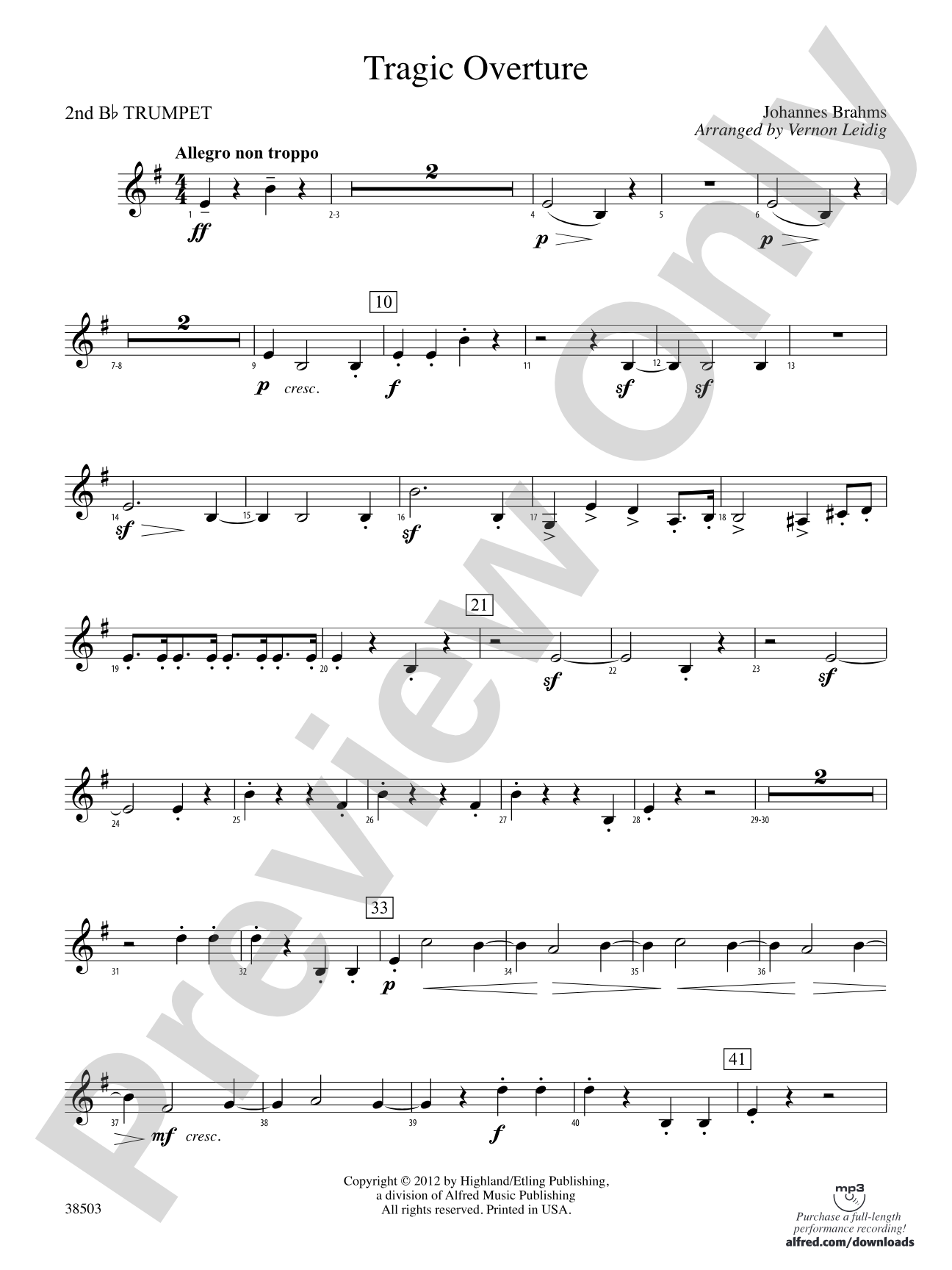 Tragic Overture: 2nd B-flat Trumpet