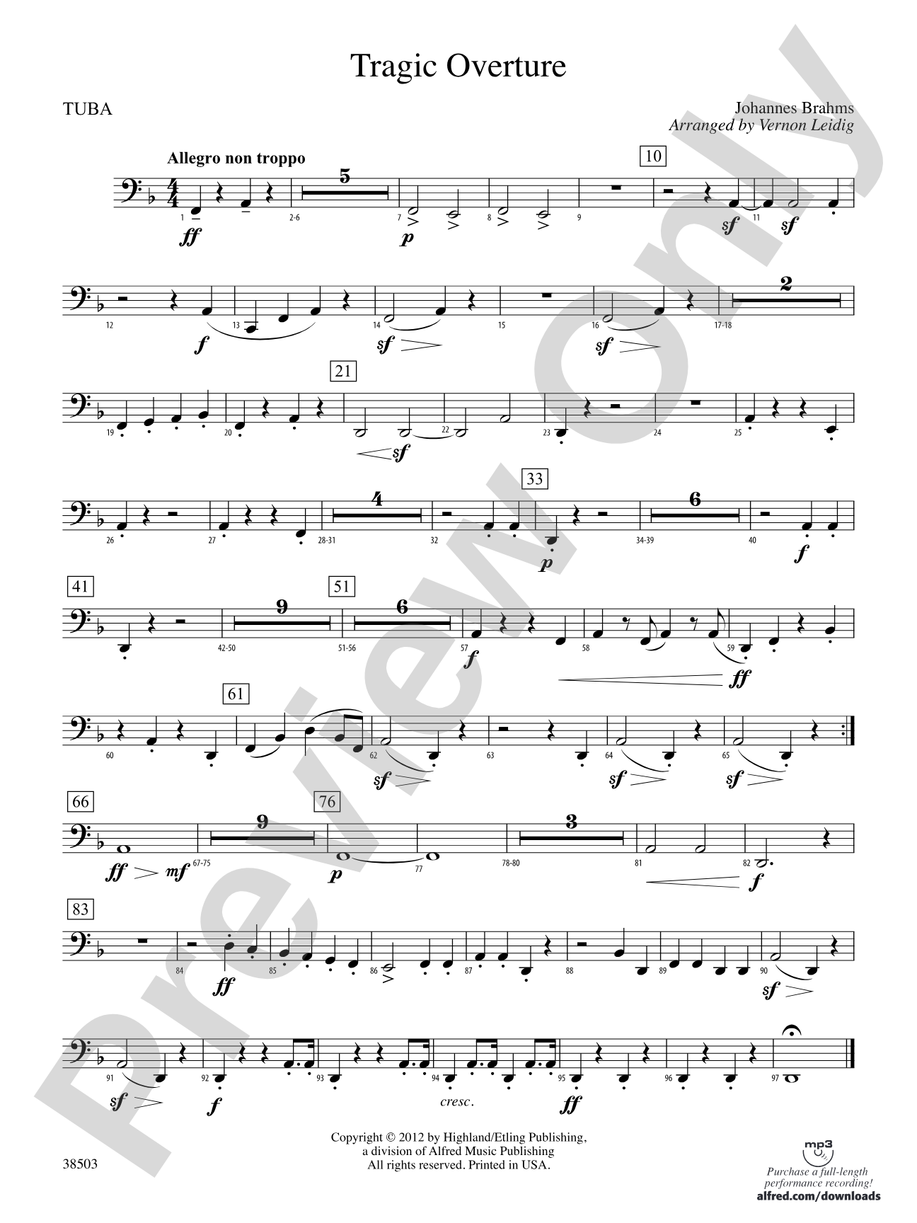 Tragic Overture: Tuba