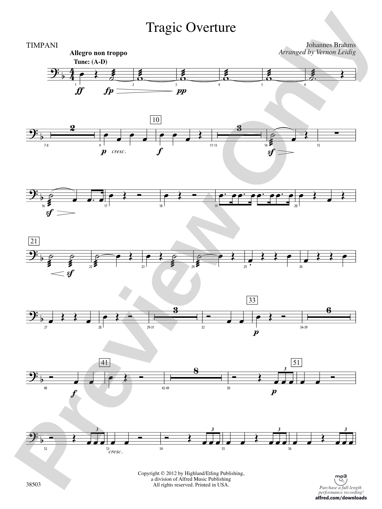 Tragic Overture: Timpani