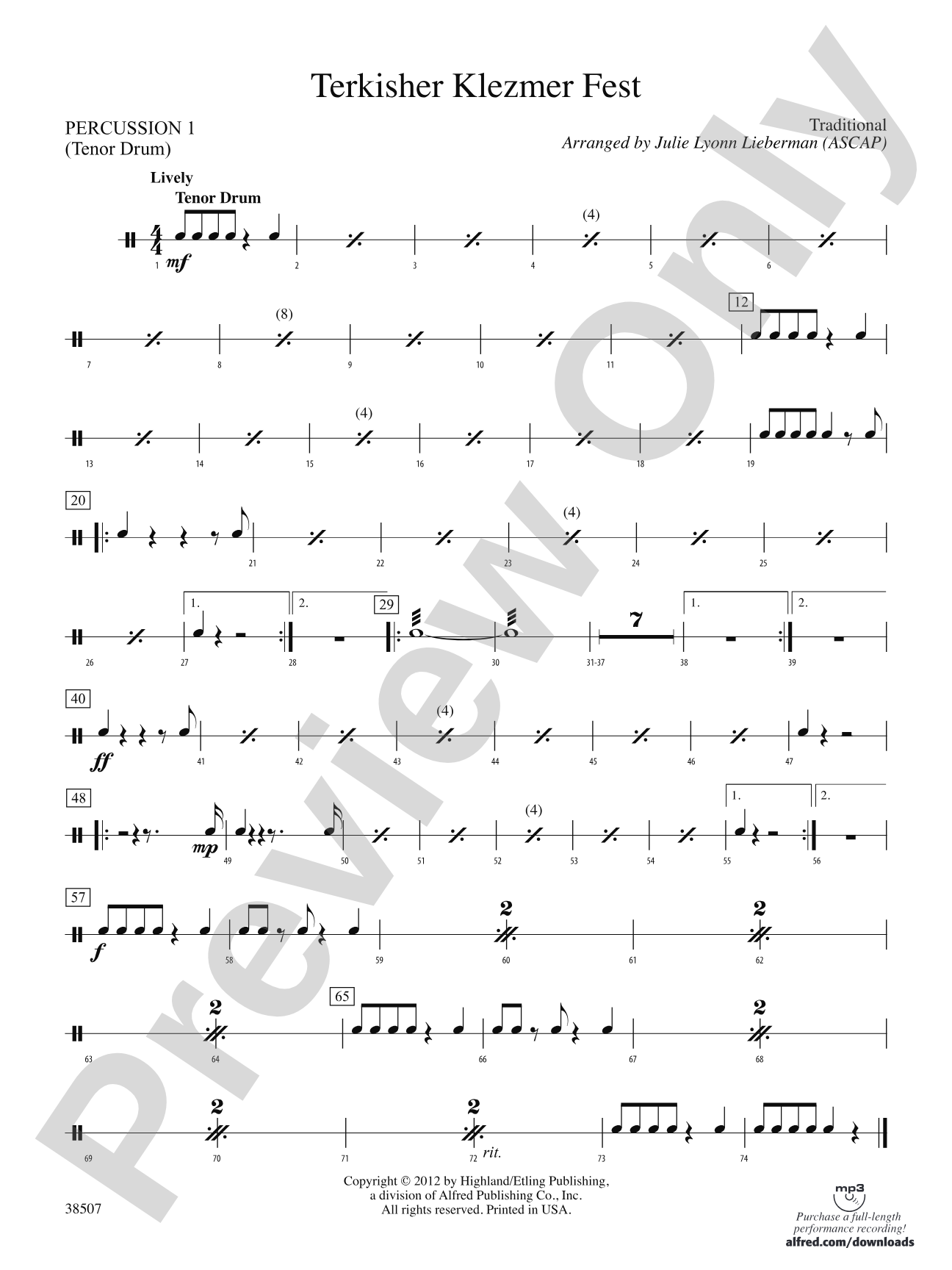 Terkisher Klezmer Fest: 1st Percussion