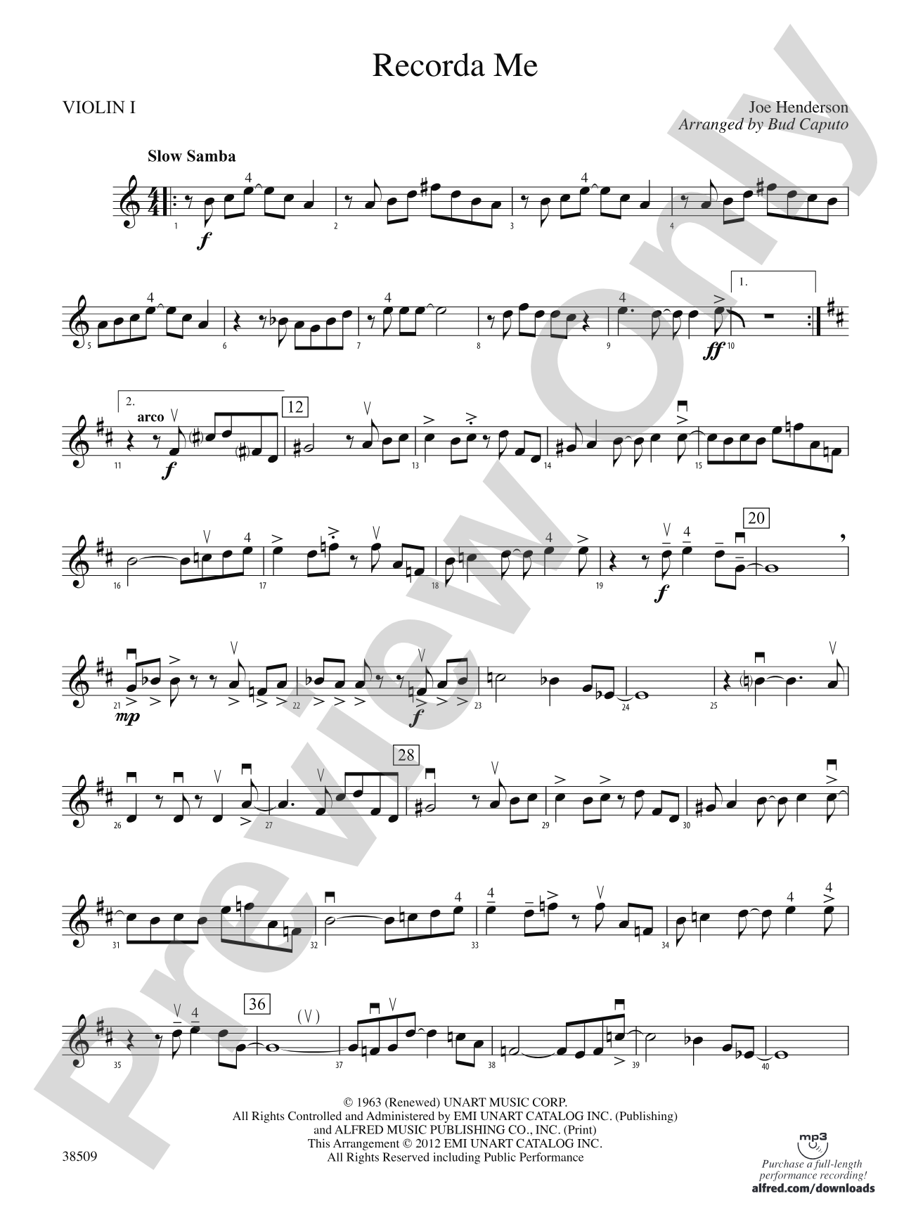 Recorda Me: 1st Violin