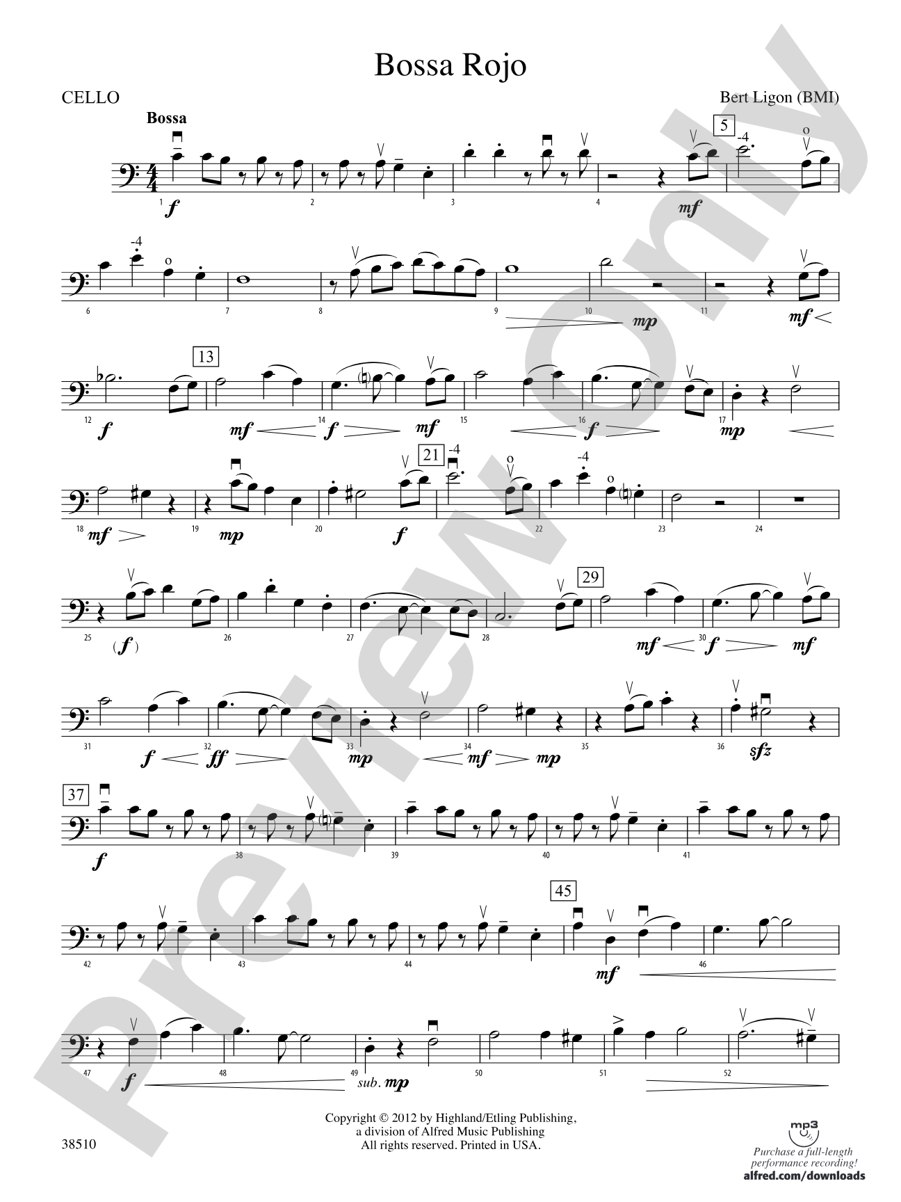 Bossa Rojo: Cello