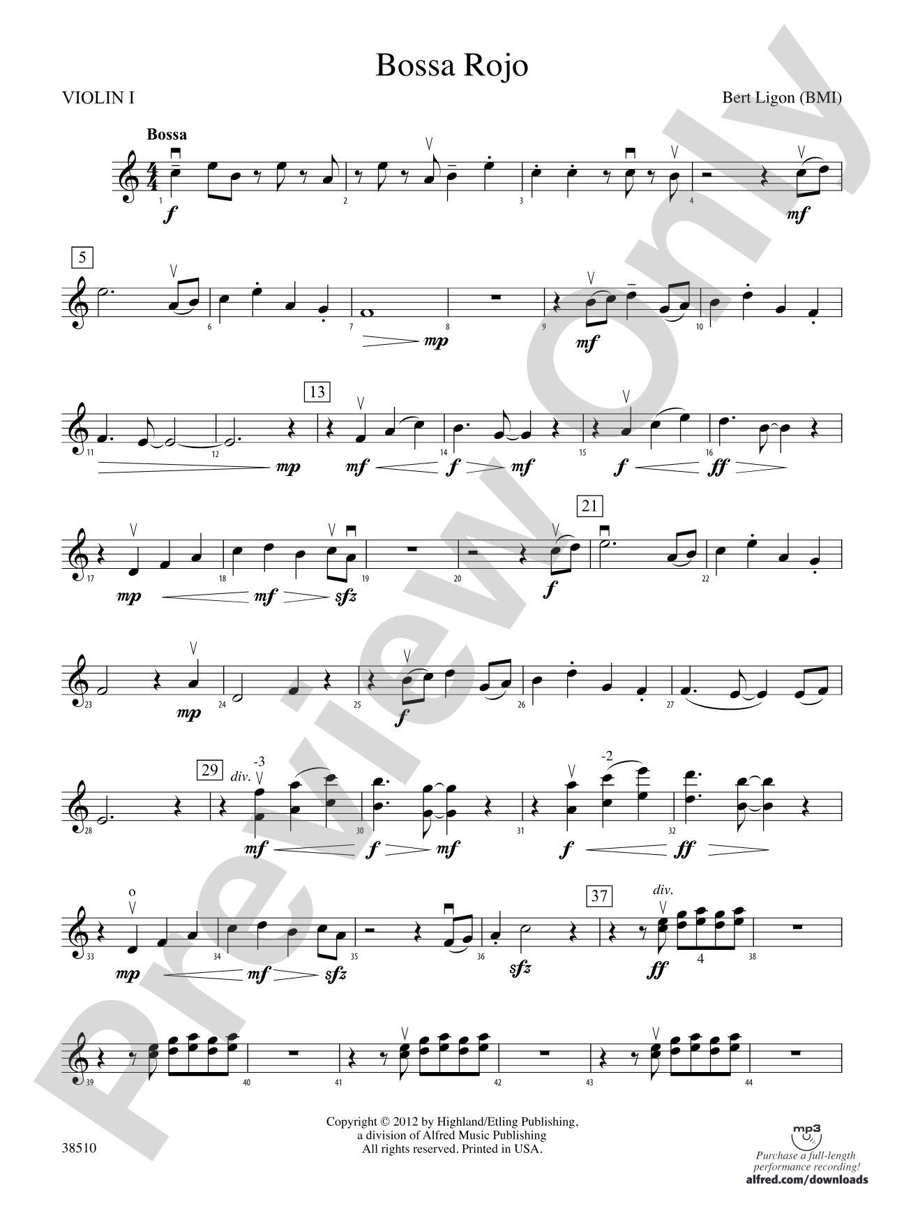 Bossa Rojo: 1st Violin