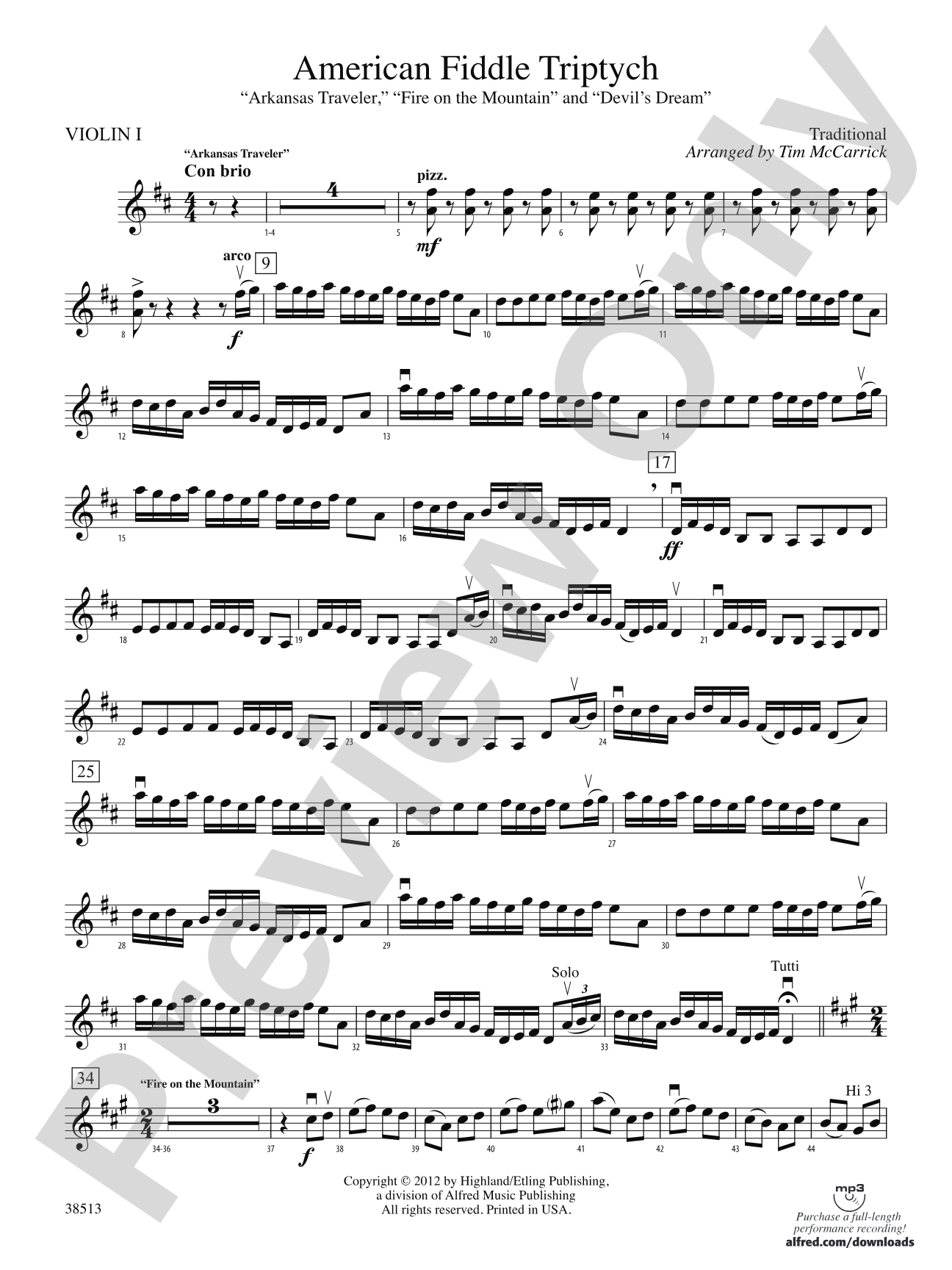 American Fiddle Triptych: 1st Violin