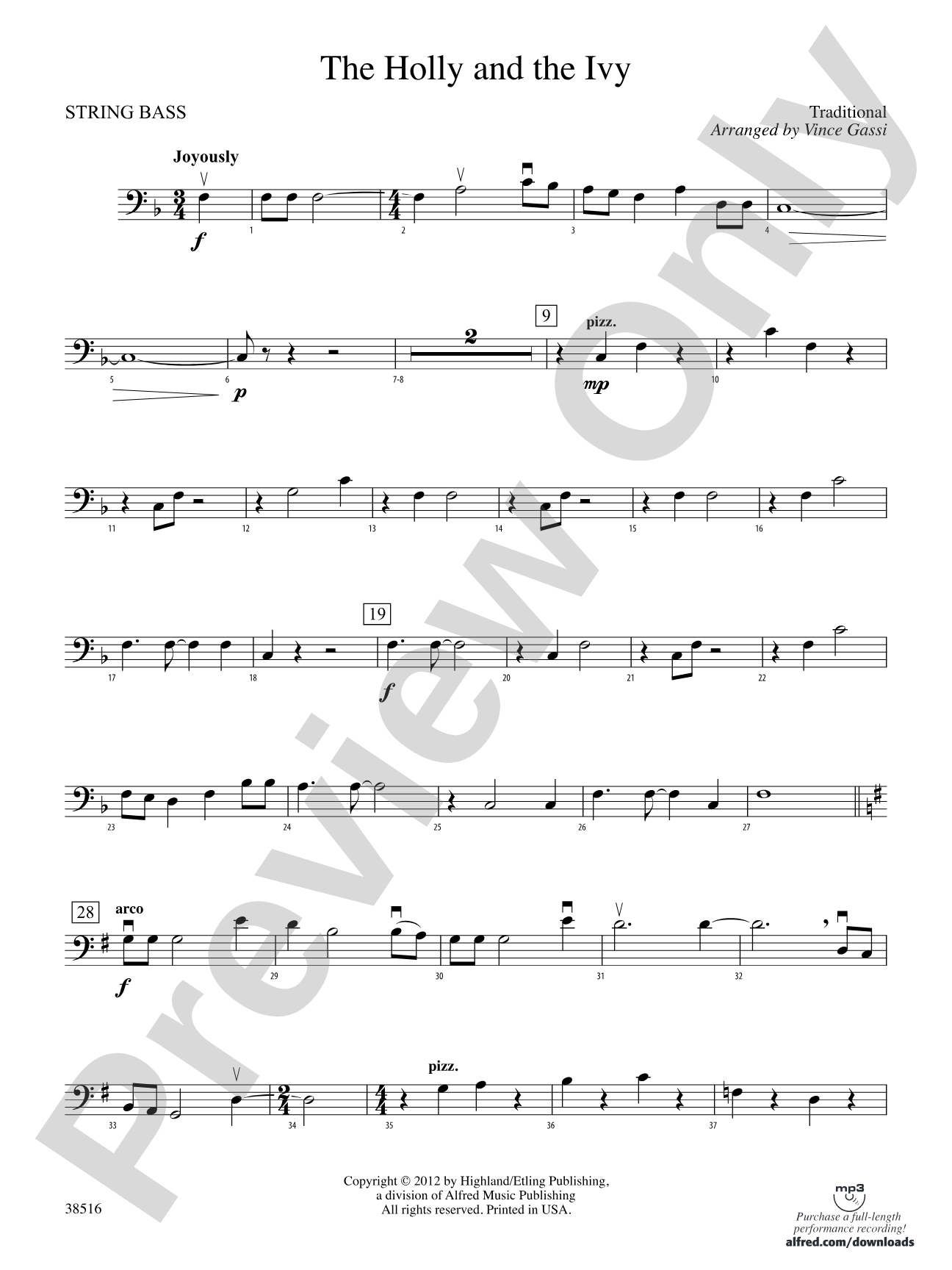 The Holly and the Ivy: String Bass