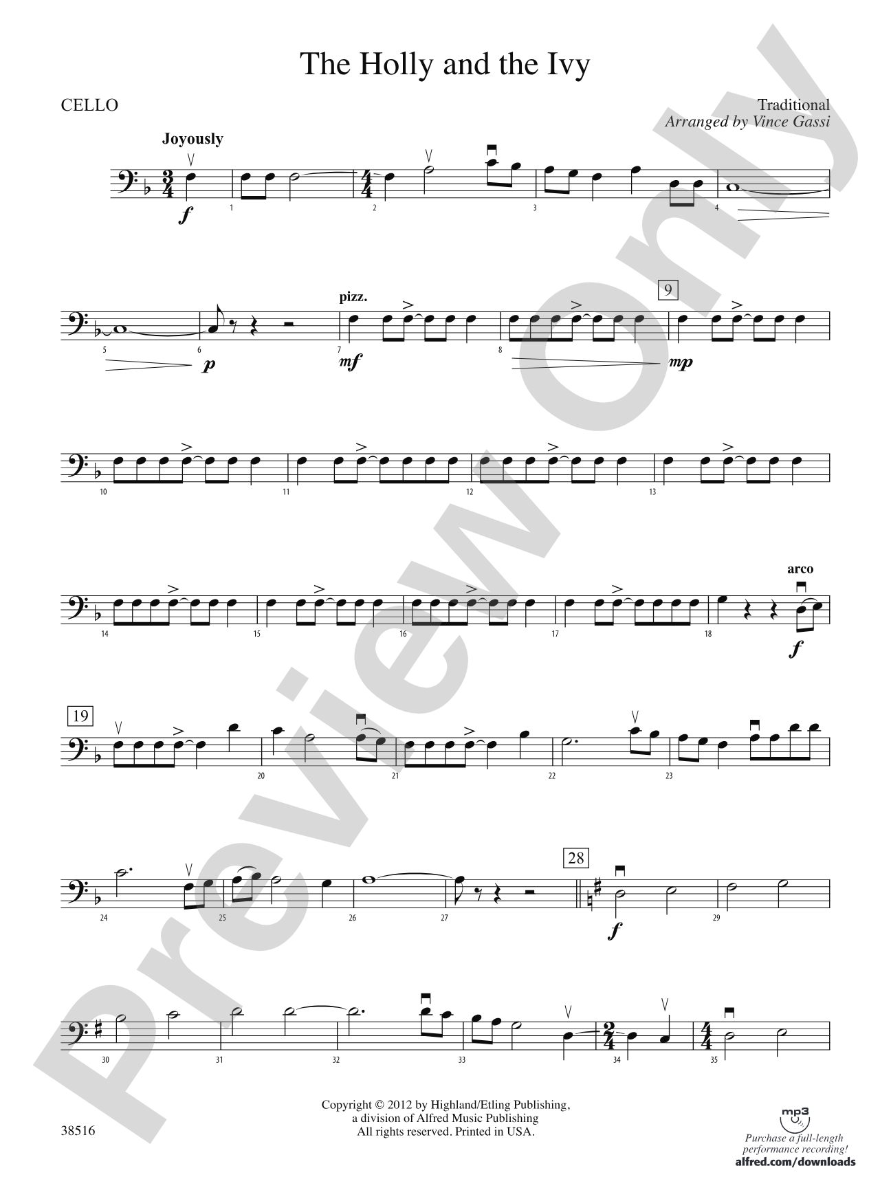 The Holly and the Ivy: Cello