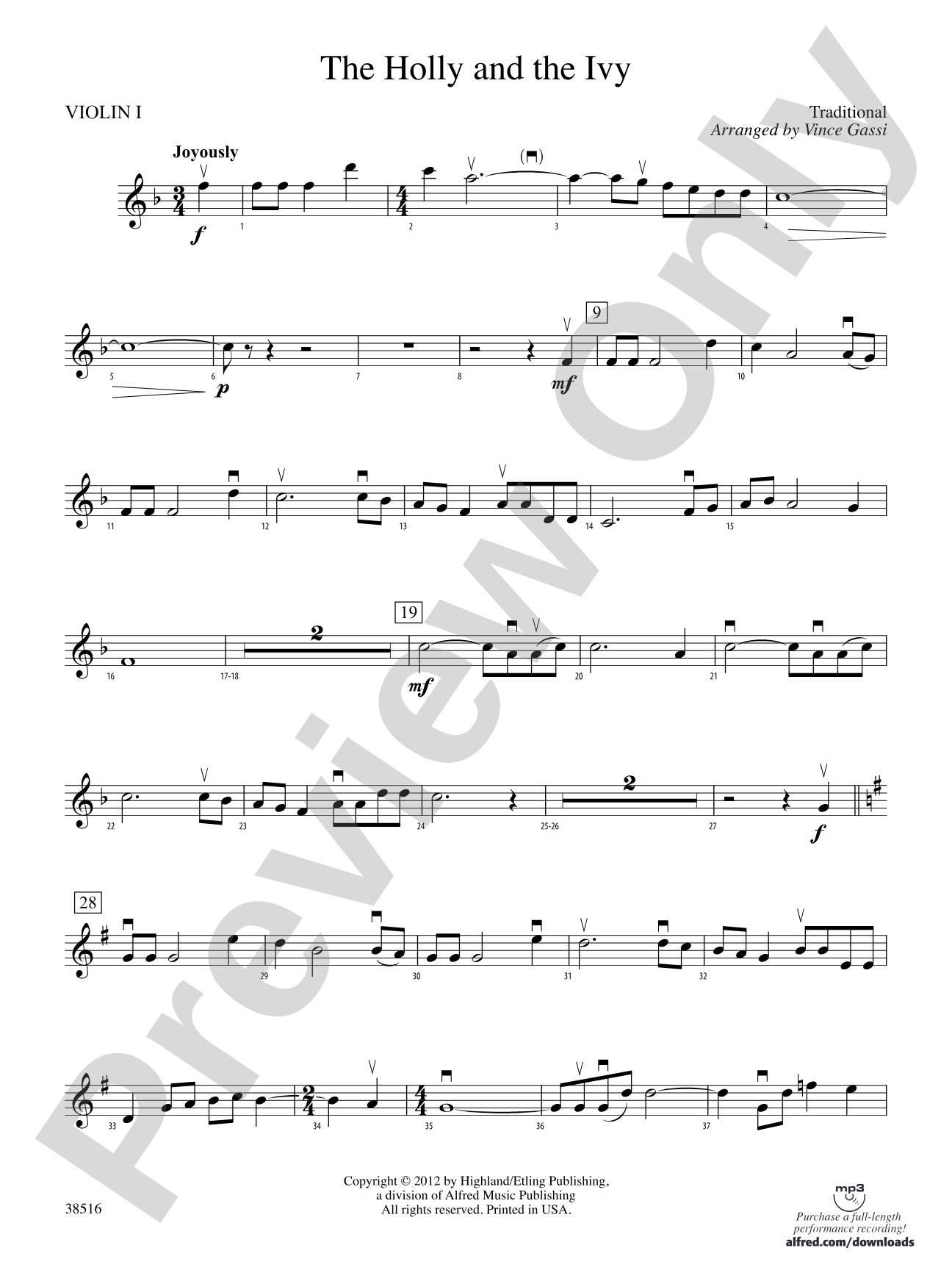 The Holly and the Ivy: 1st Violin