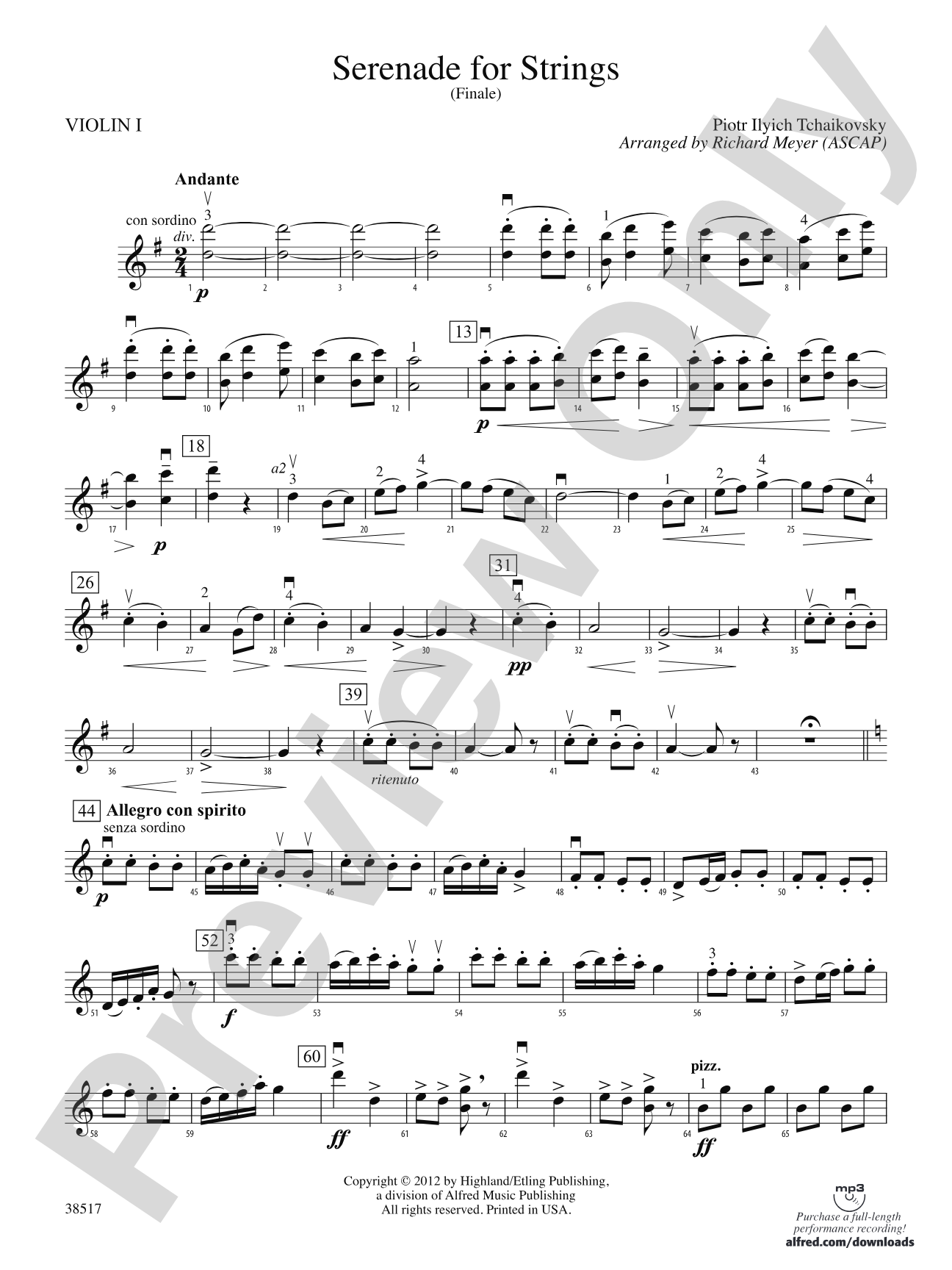 Serenade for Strings: 1st Violin