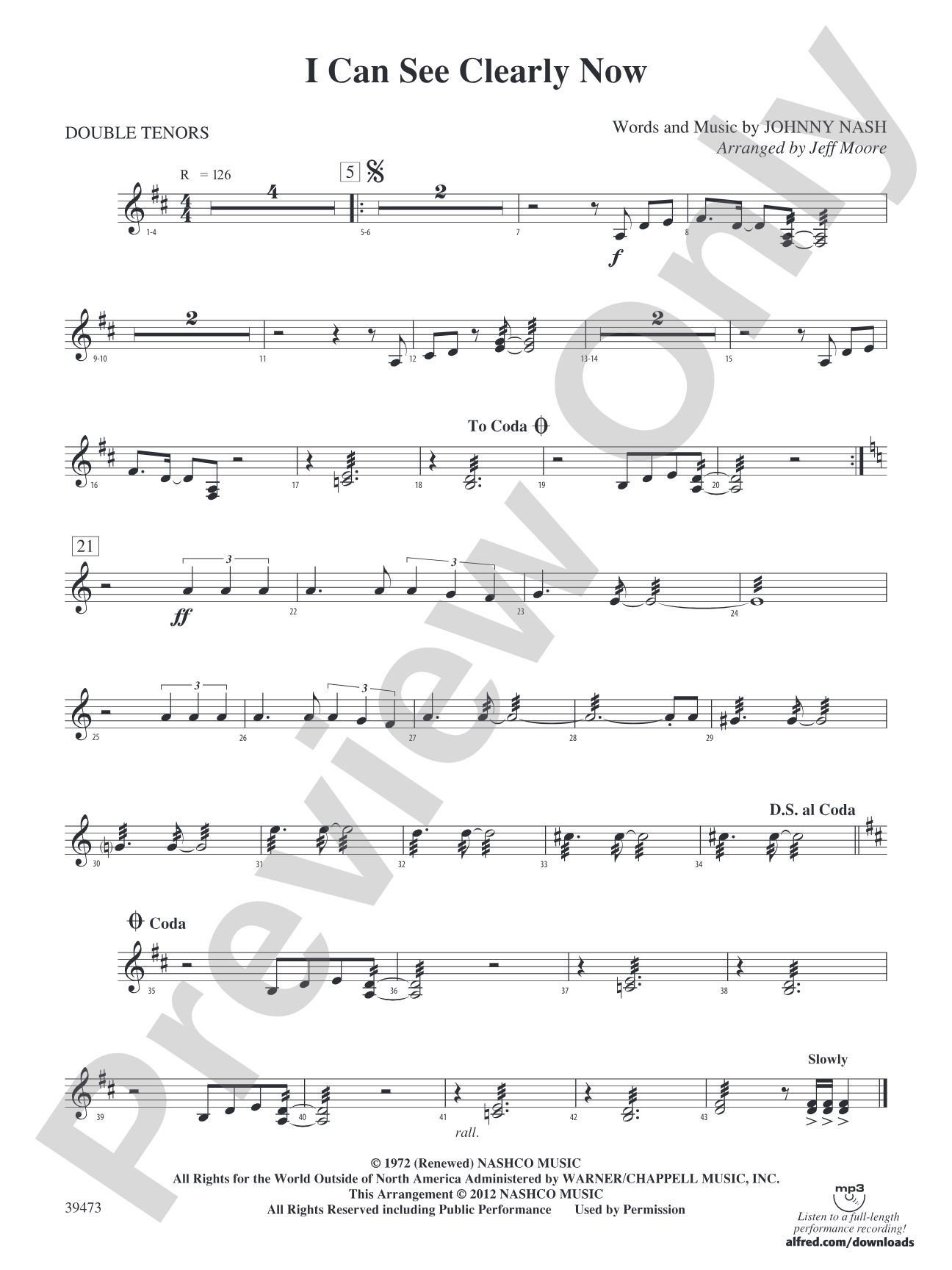I Can See Clearly Now: 2nd Percussion