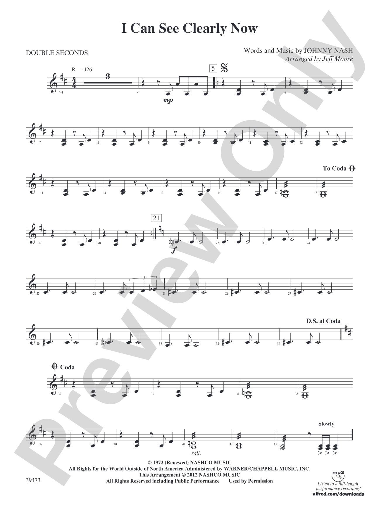 I Can See Clearly Now: 3rd Percussion