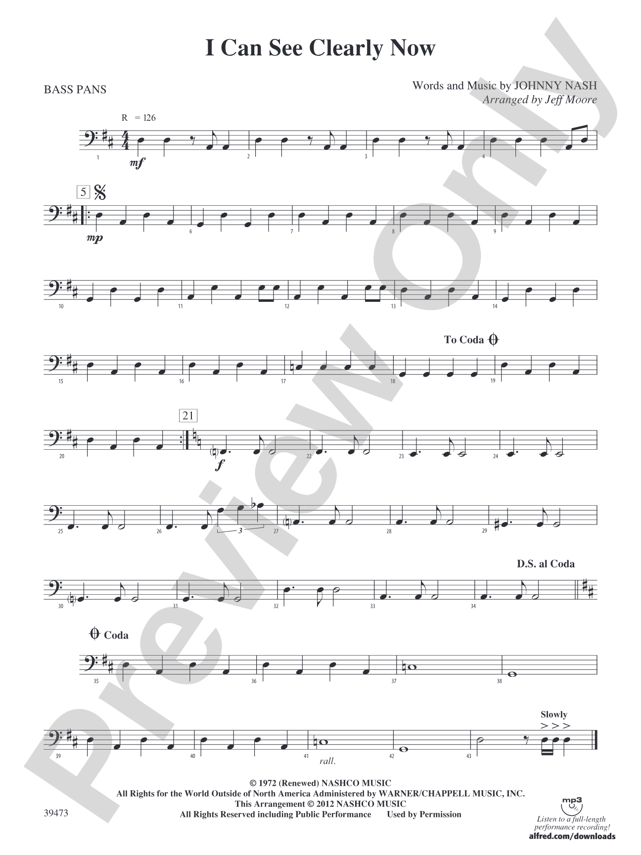 I Can See Clearly Now: 4th Percussion