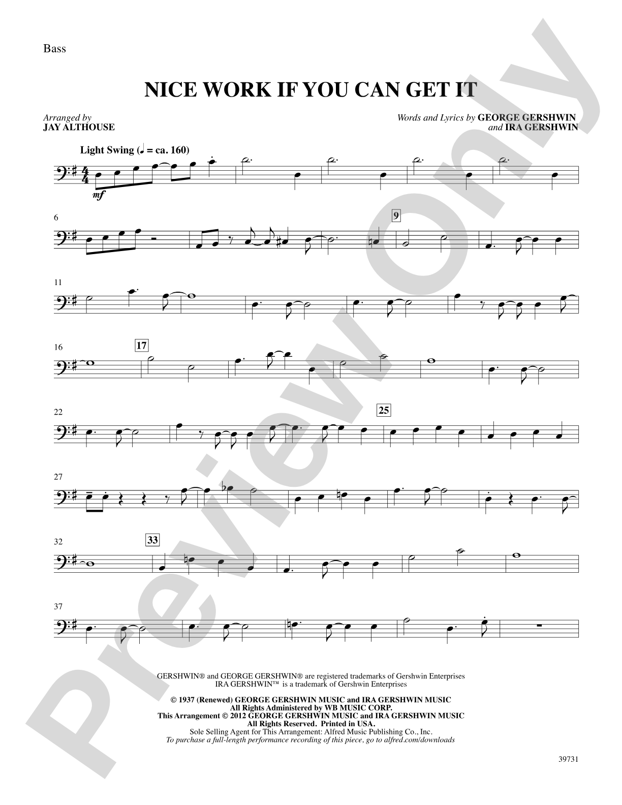Nice Work If You Can Get It: String Bass: Choral SoundPax