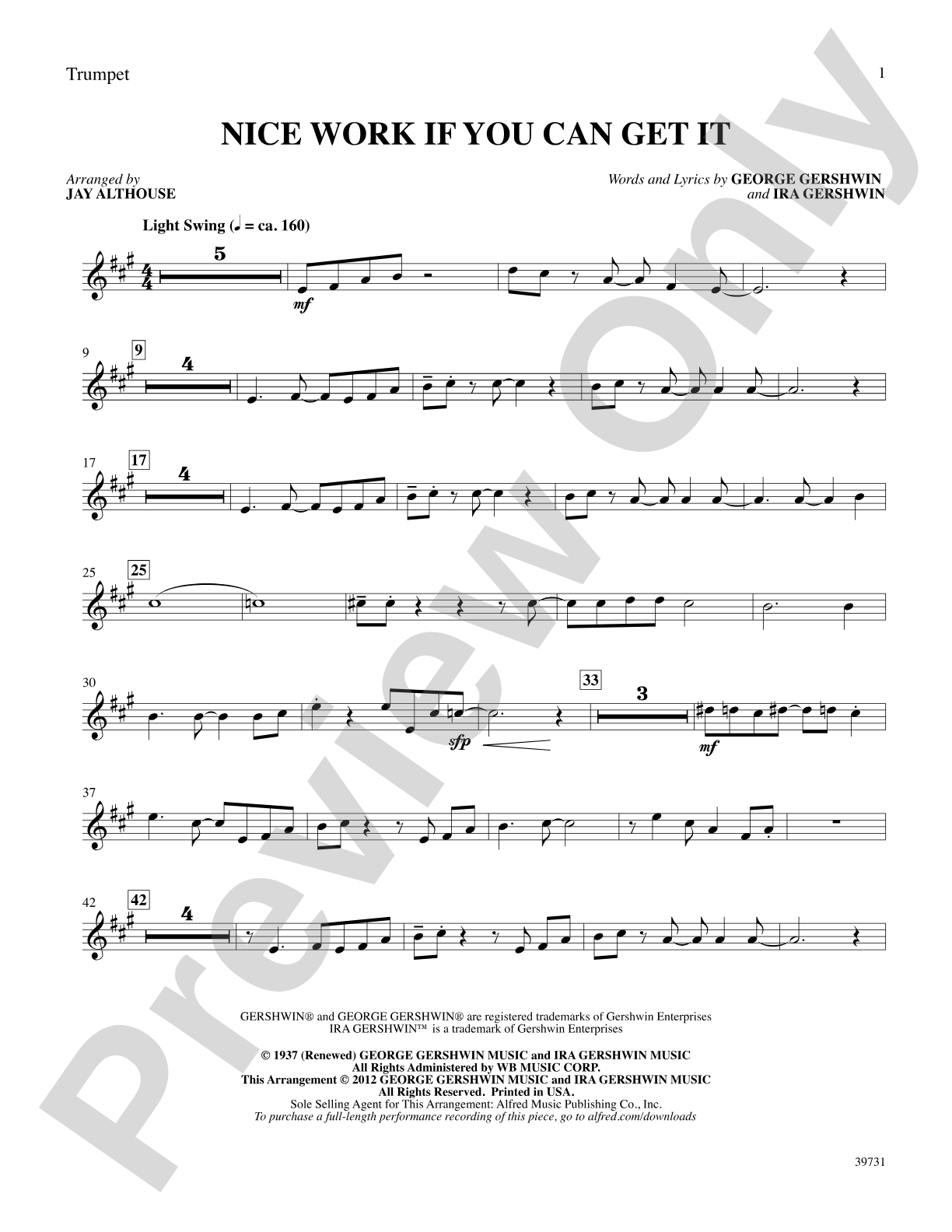 Nice Work If You Can Get It: 1st B-flat Trumpet: Choral SoundPax