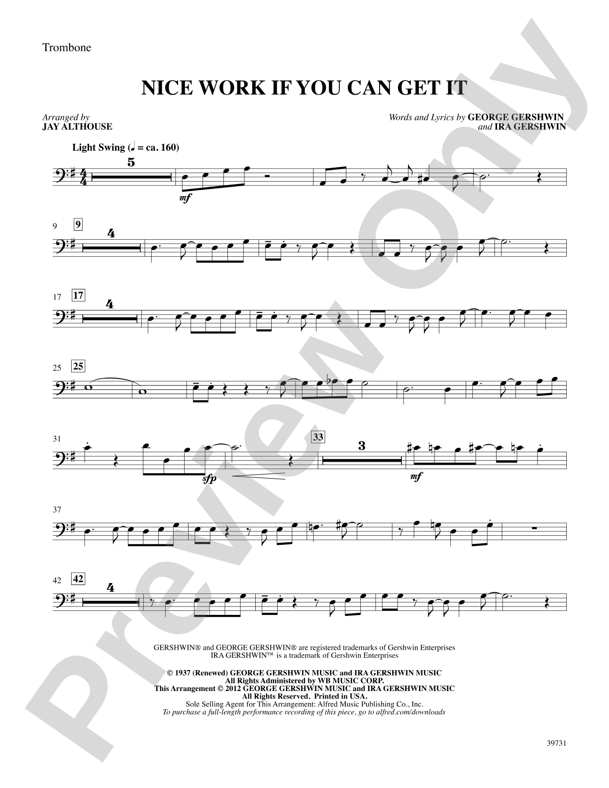 Nice Work If You Can Get It: 1st Trombone: Choral SoundPax