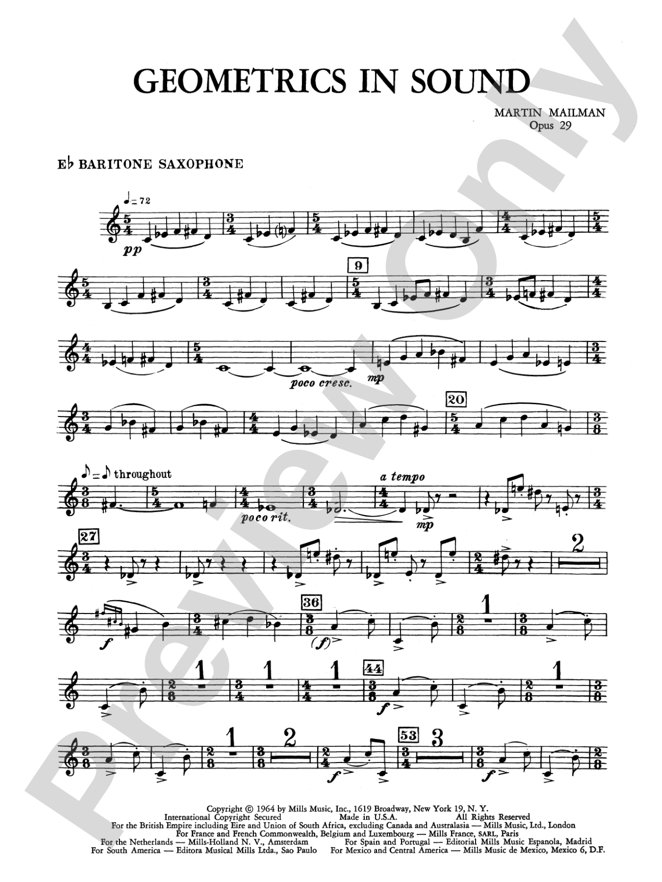 Geometrics in Sound, Op. 29: E-flat Baritone Saxophone