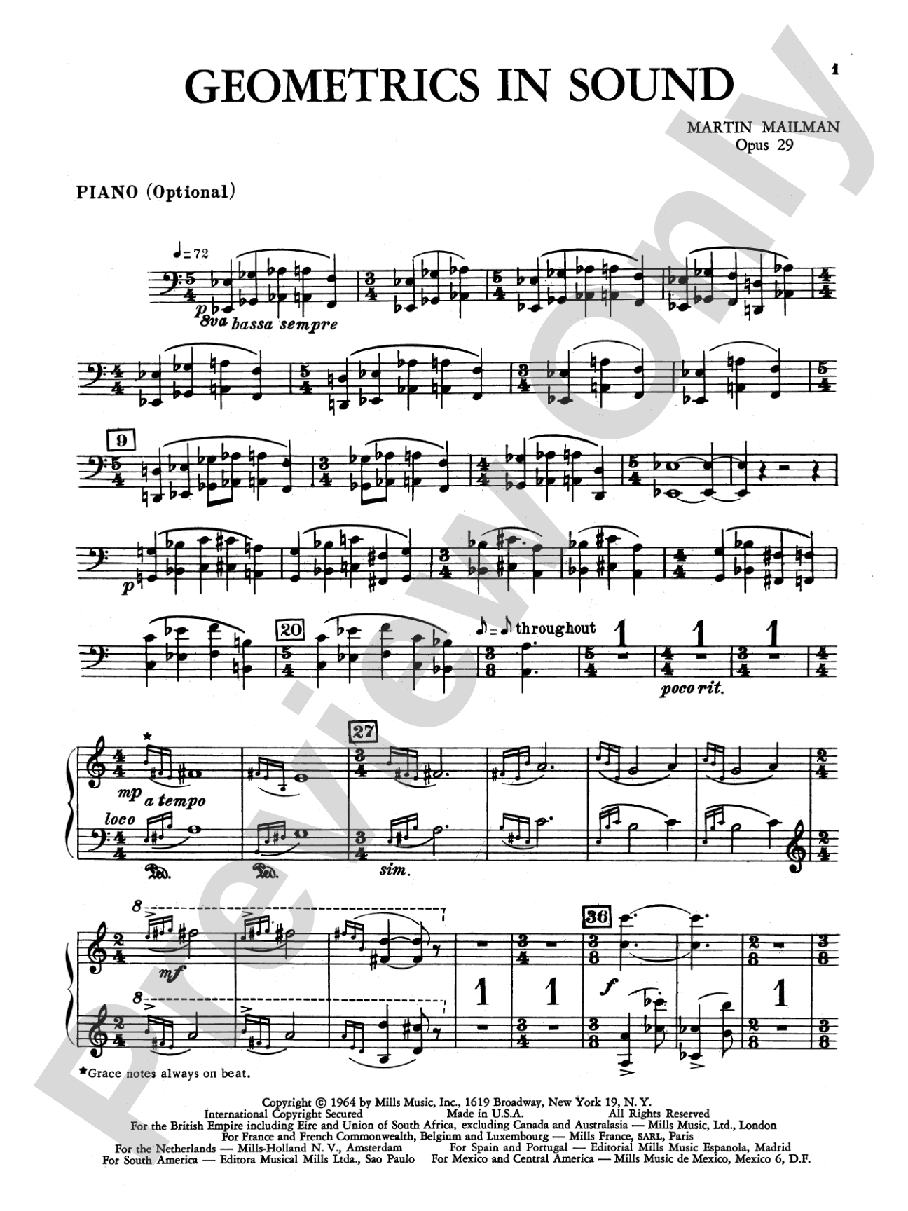 Geometrics in Sound, Op. 29: Piano Accompaniment