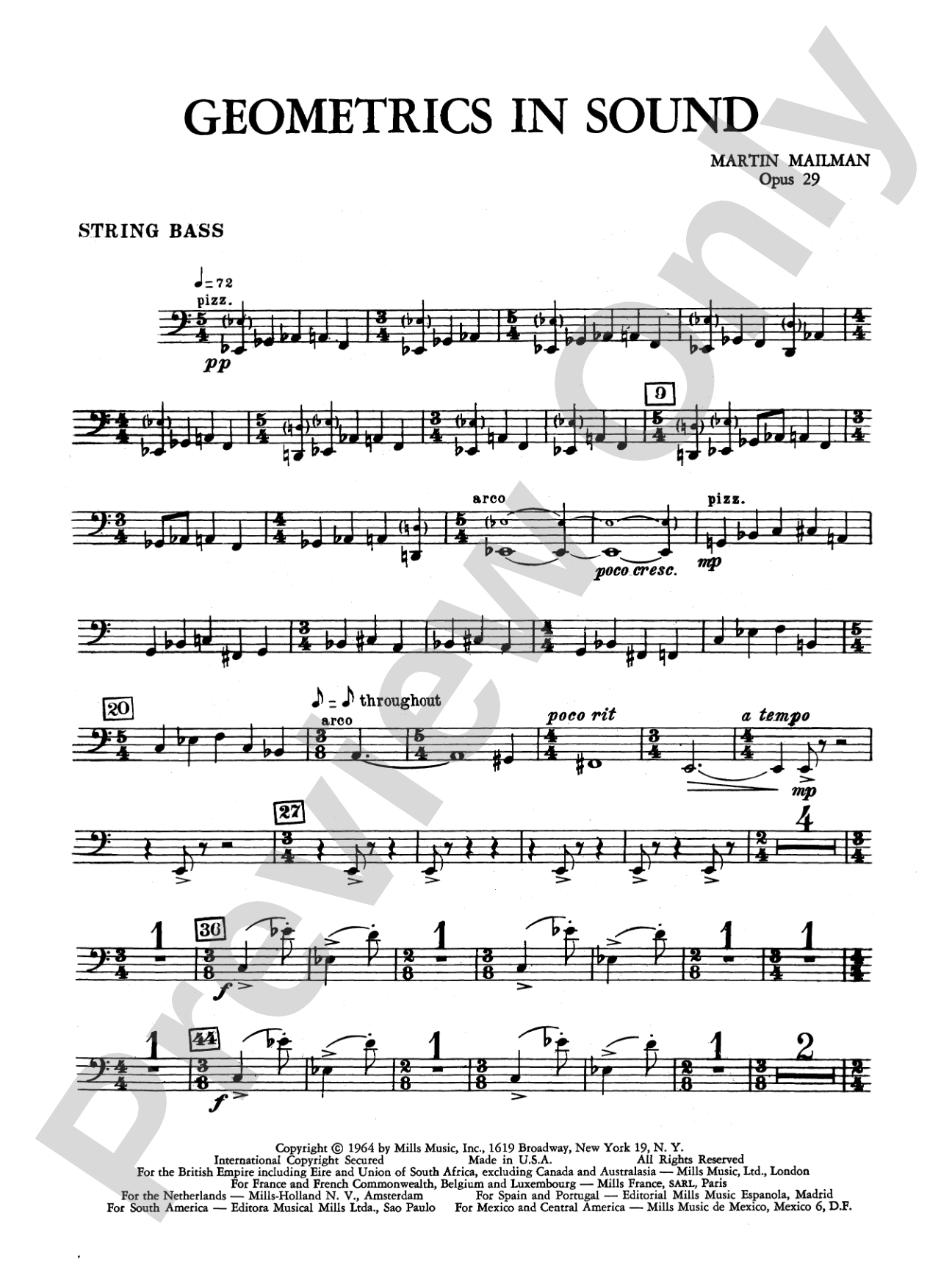 Geometrics in Sound, Op. 29: String Bass