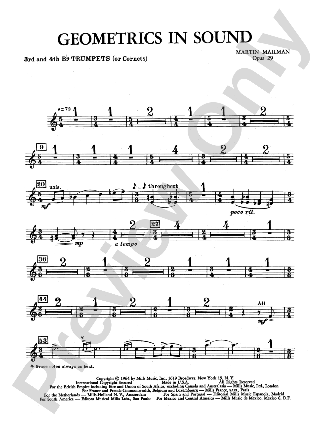 Geometrics in Sound, Op. 29: 3rd & 4th B-flat Trumpets