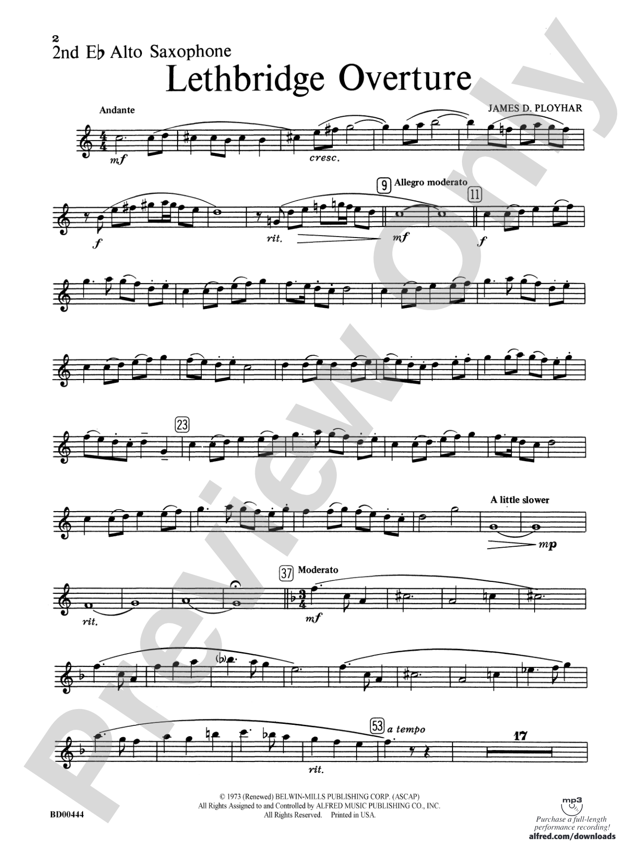 Lethbridge Overture: 2nd E-flat Alto Saxophone