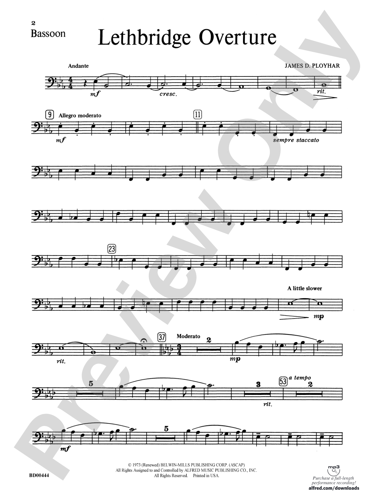Lethbridge Overture: Bassoon