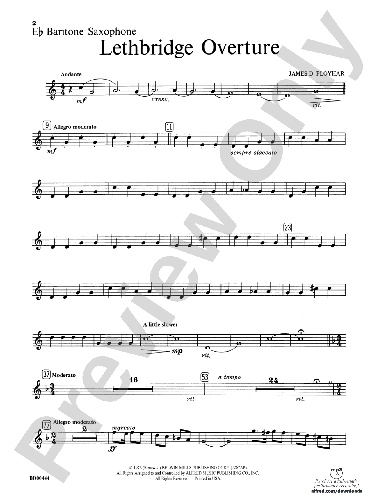 Lethbridge Overture: E-flat Baritone Saxophone