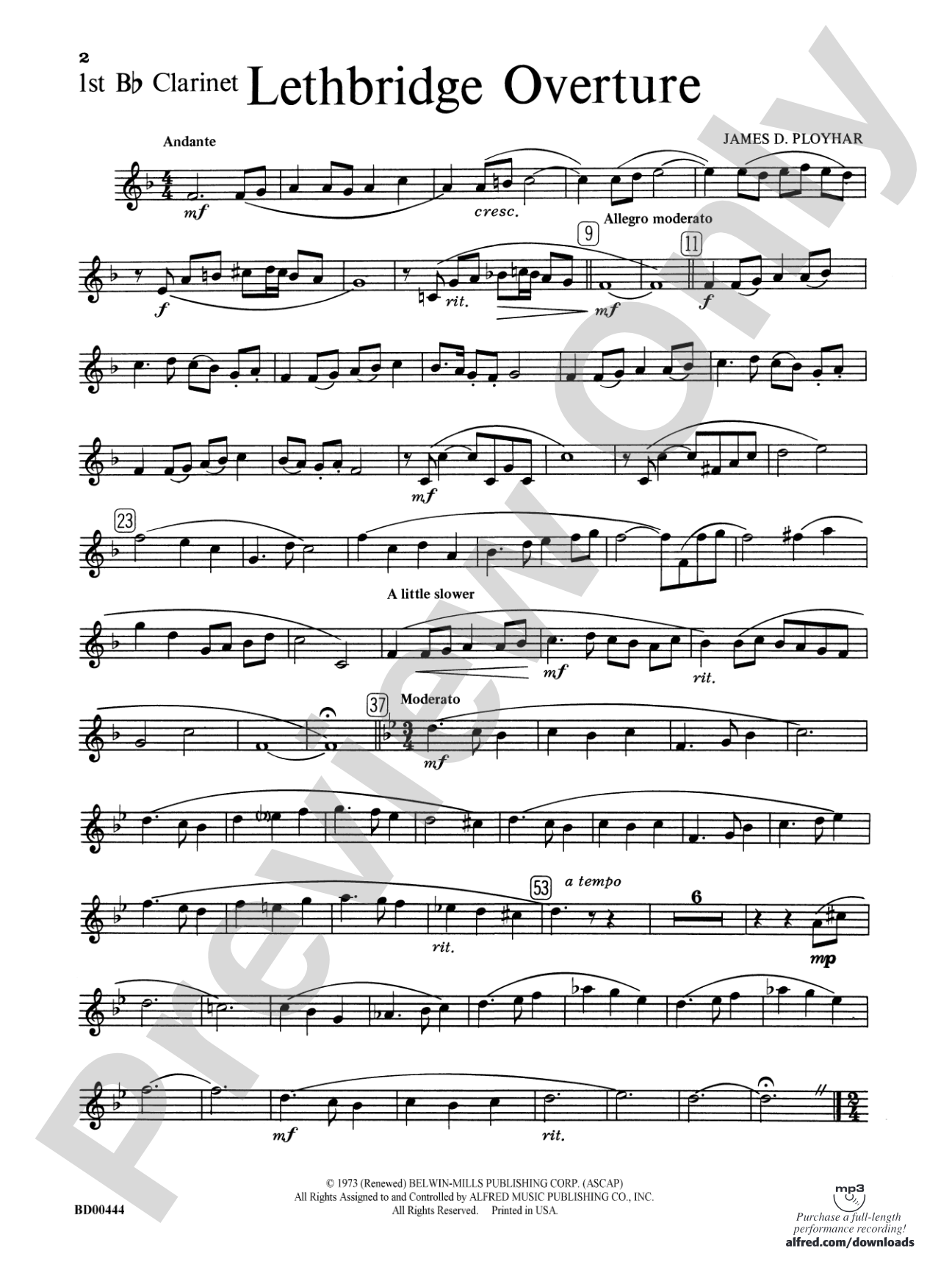 Lethbridge Overture: 1st B-flat Clarinet