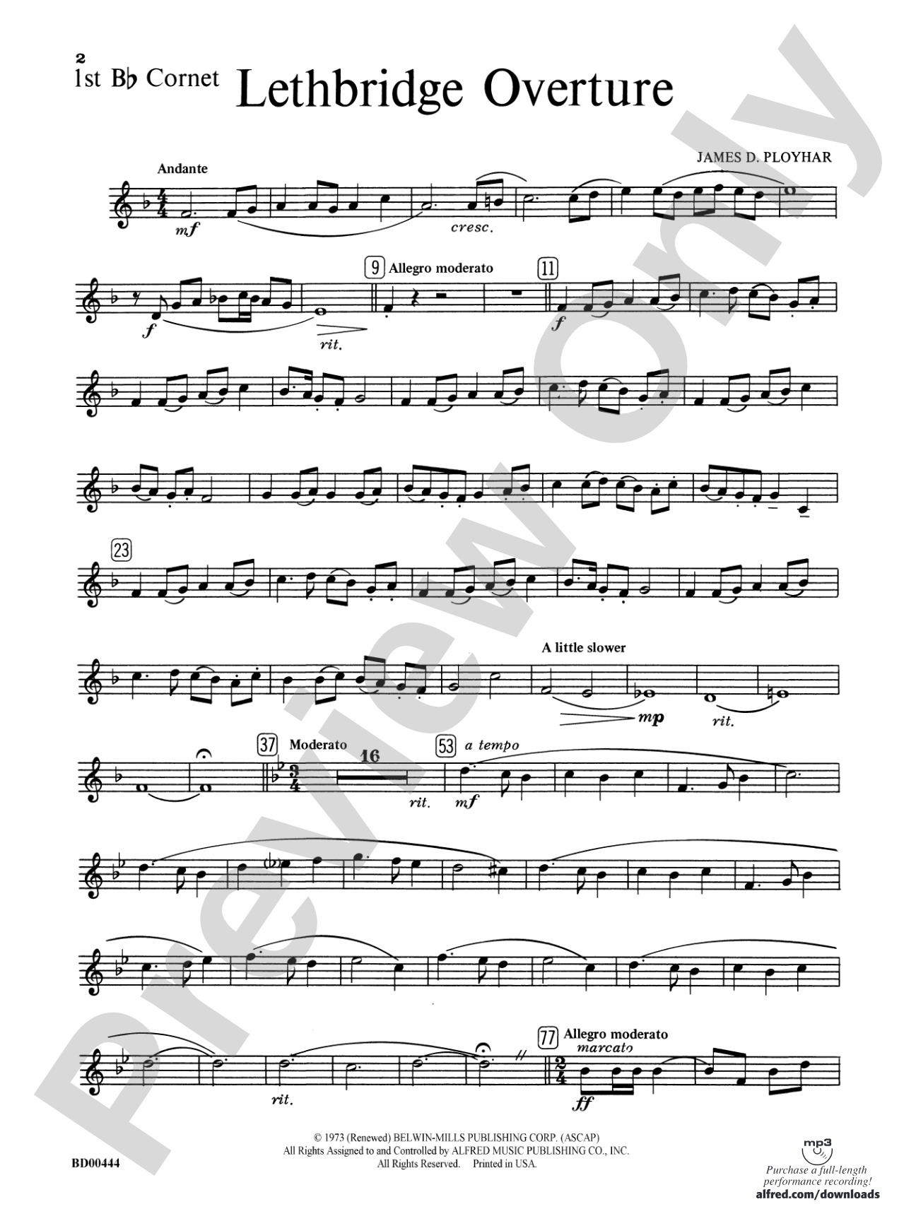 Lethbridge Overture: 1st B-flat Cornet