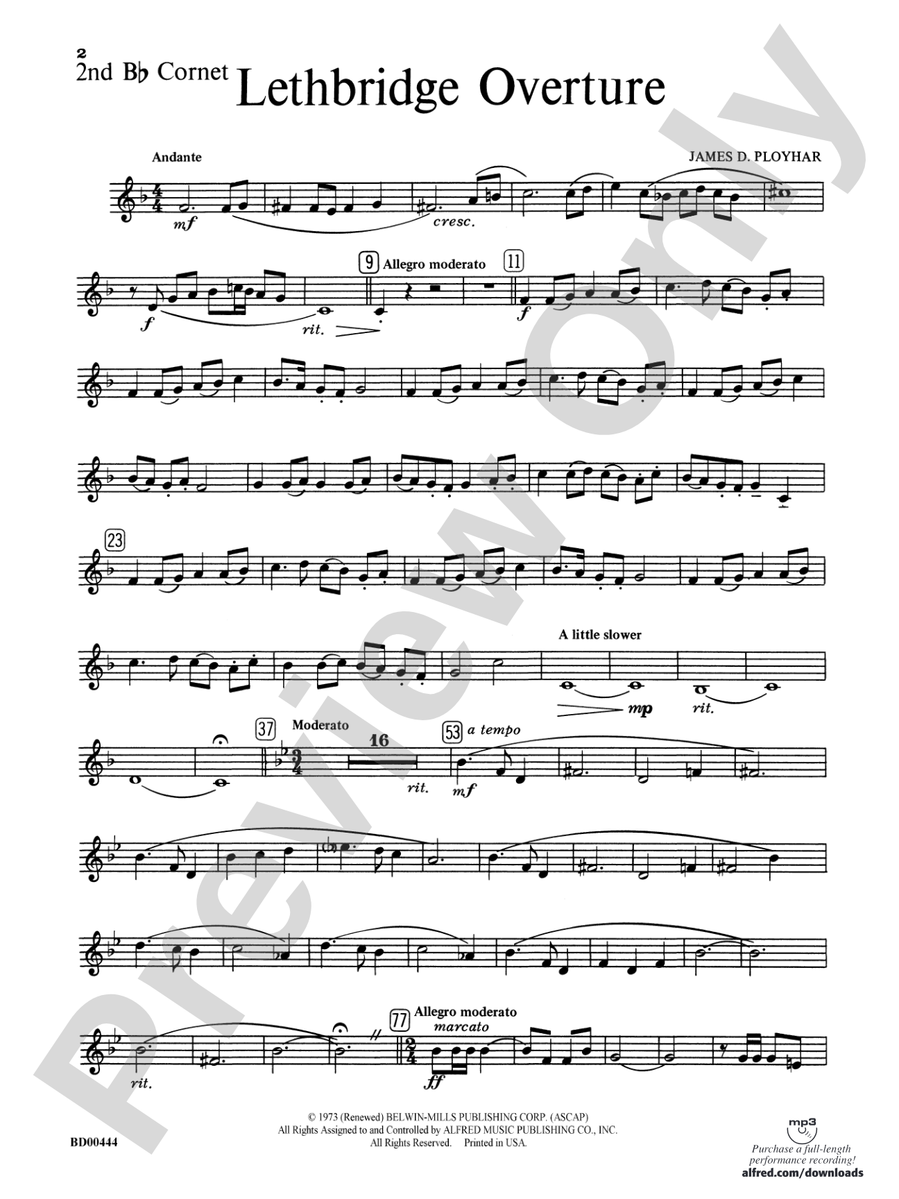 Lethbridge Overture: 2nd B-flat Cornet