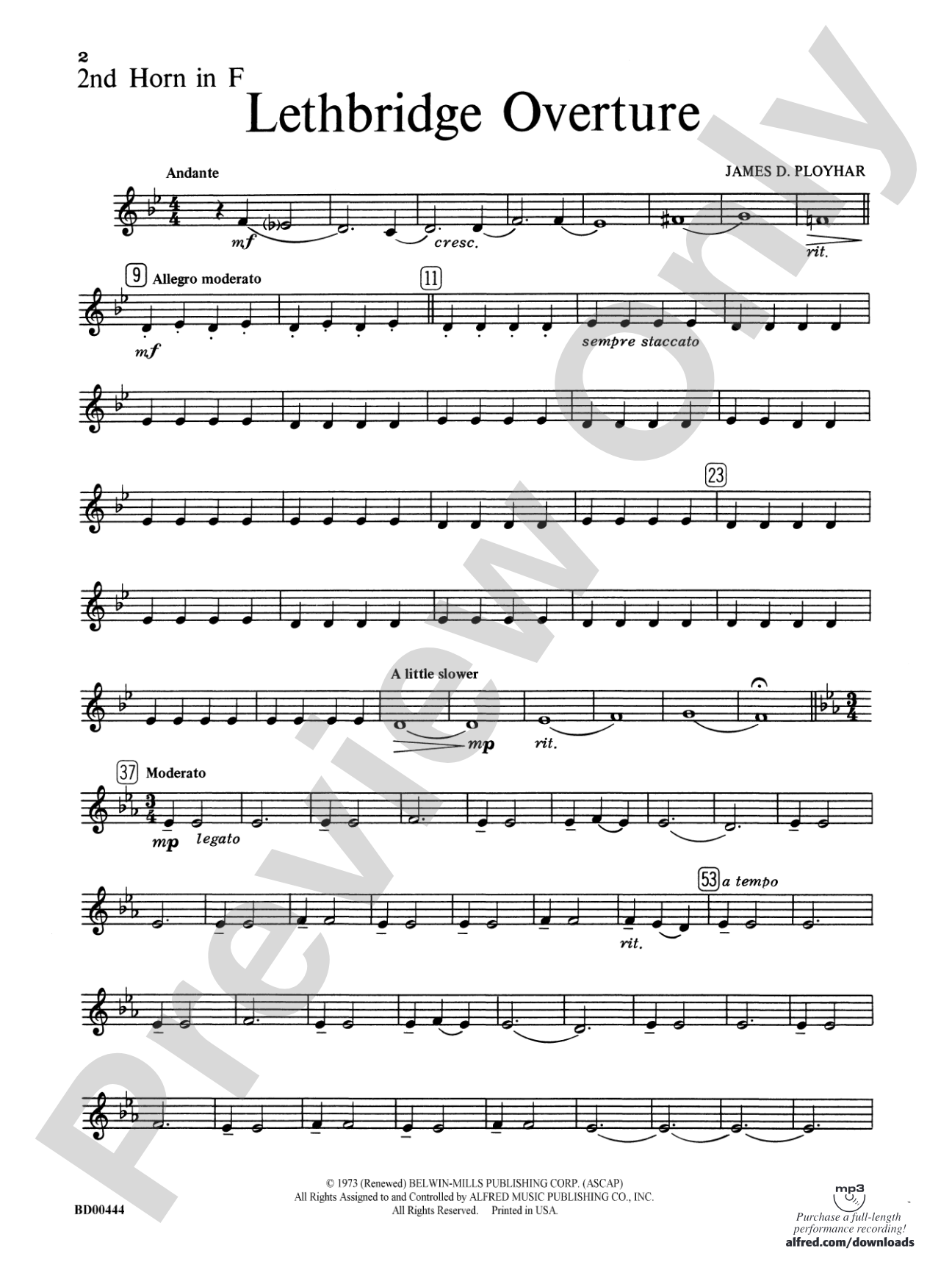 Lethbridge Overture: 2nd F Horn