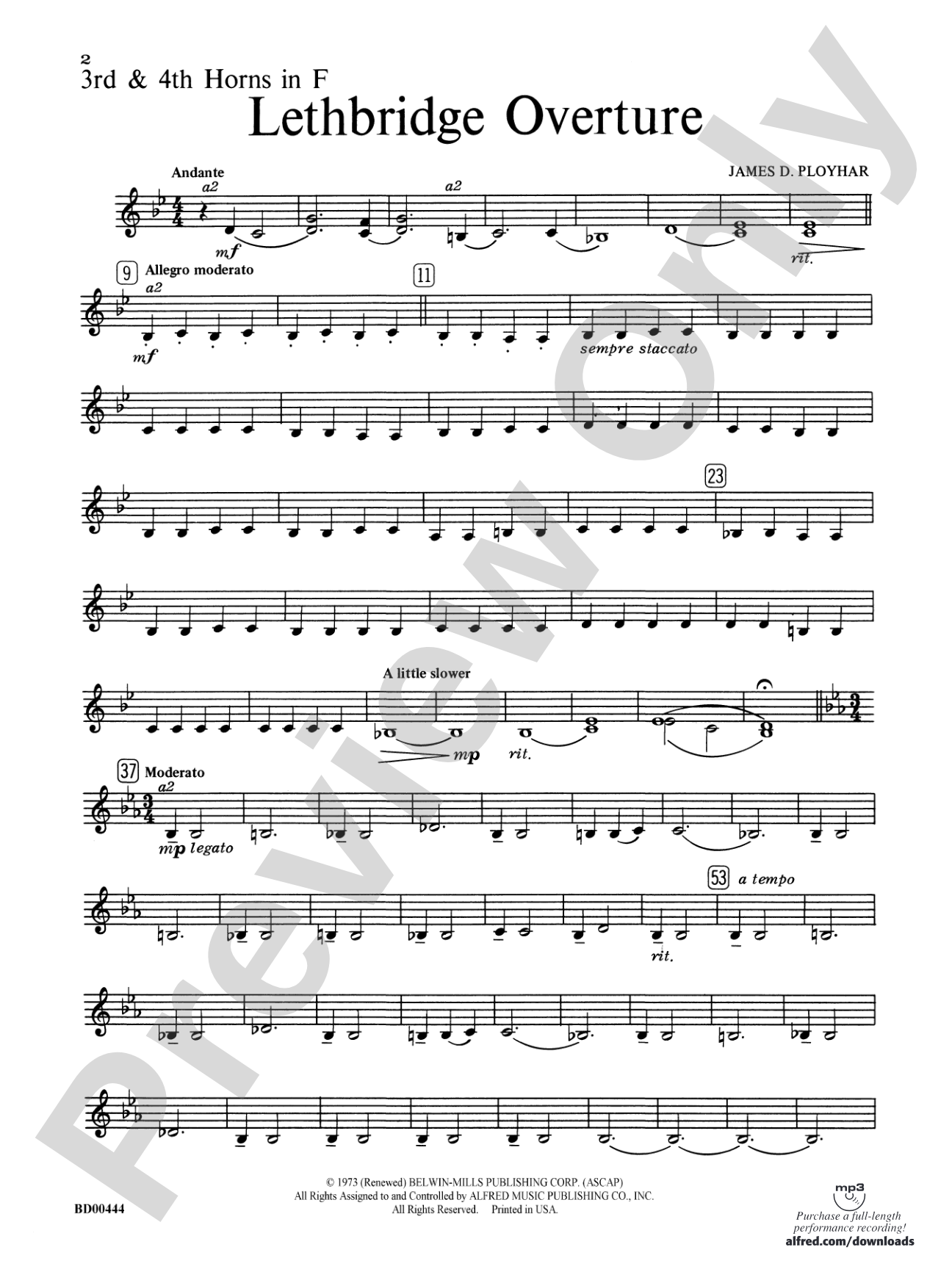 Lethbridge Overture: 3rd & 4th F Horns