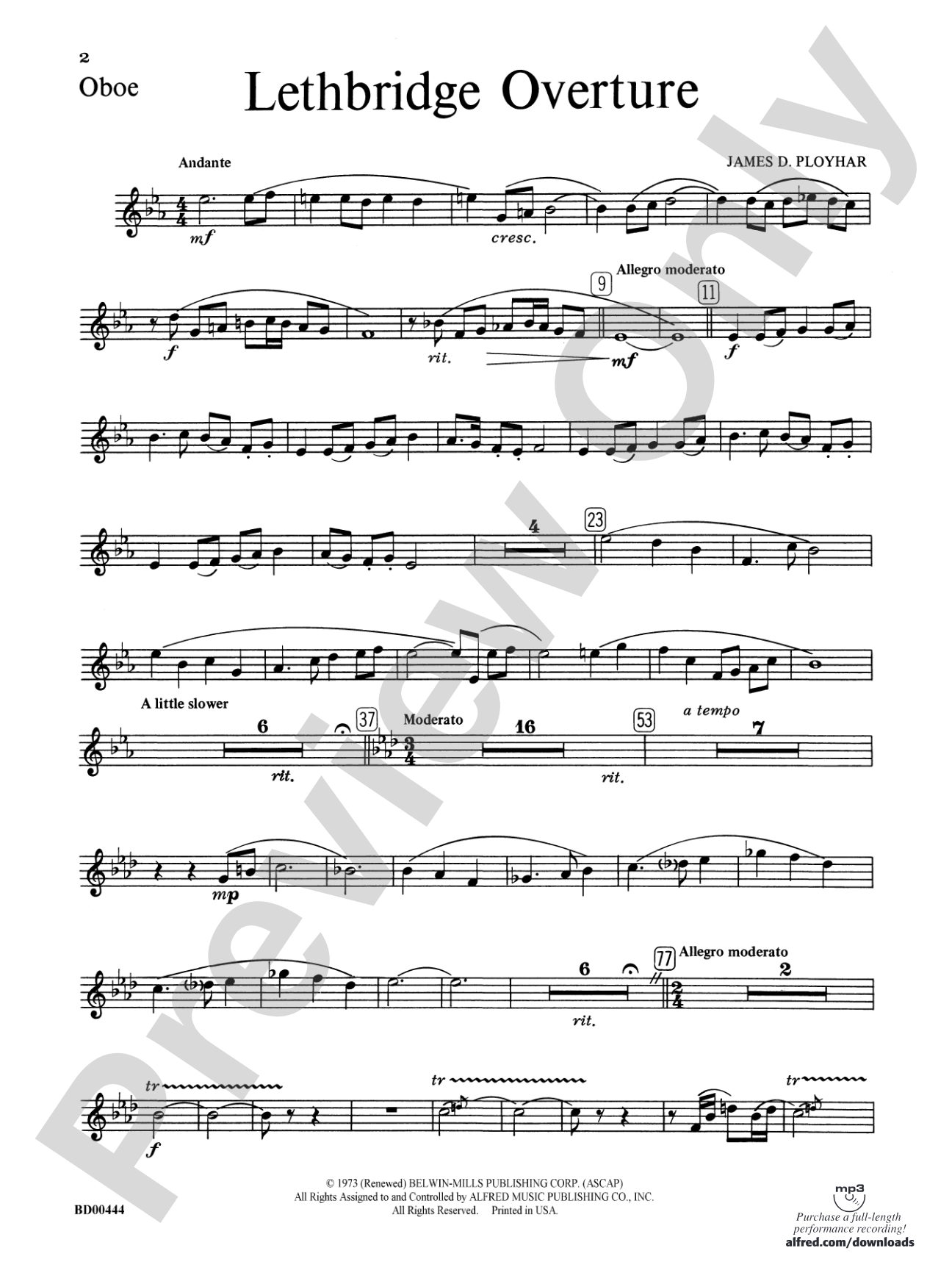 Lethbridge Overture: Oboe