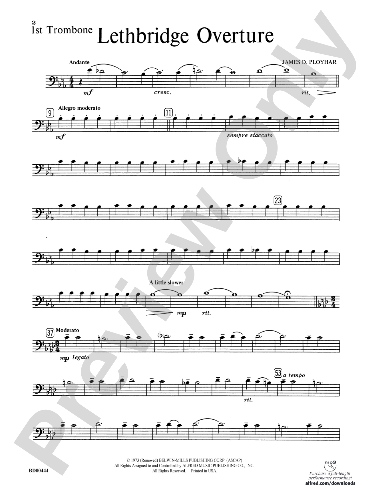 Lethbridge Overture: 1st Trombone