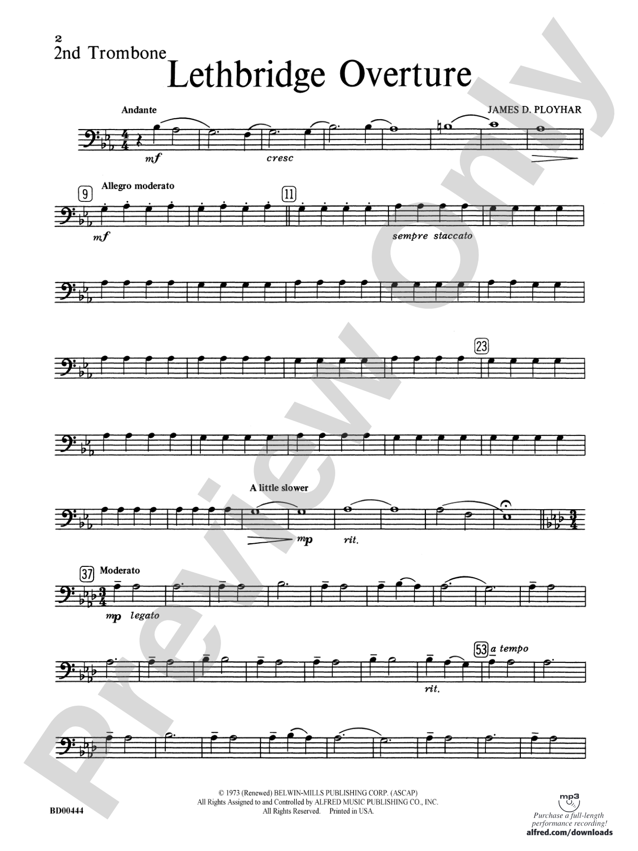 Lethbridge Overture: 2nd Trombone