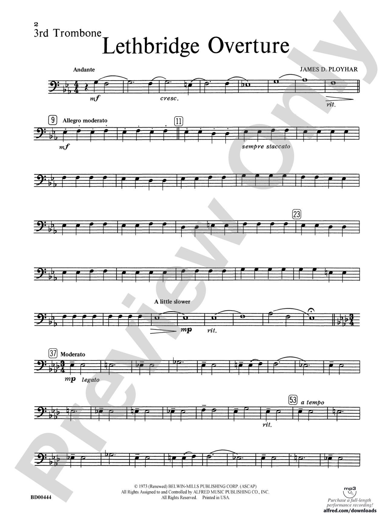 Lethbridge Overture: 3rd Trombone