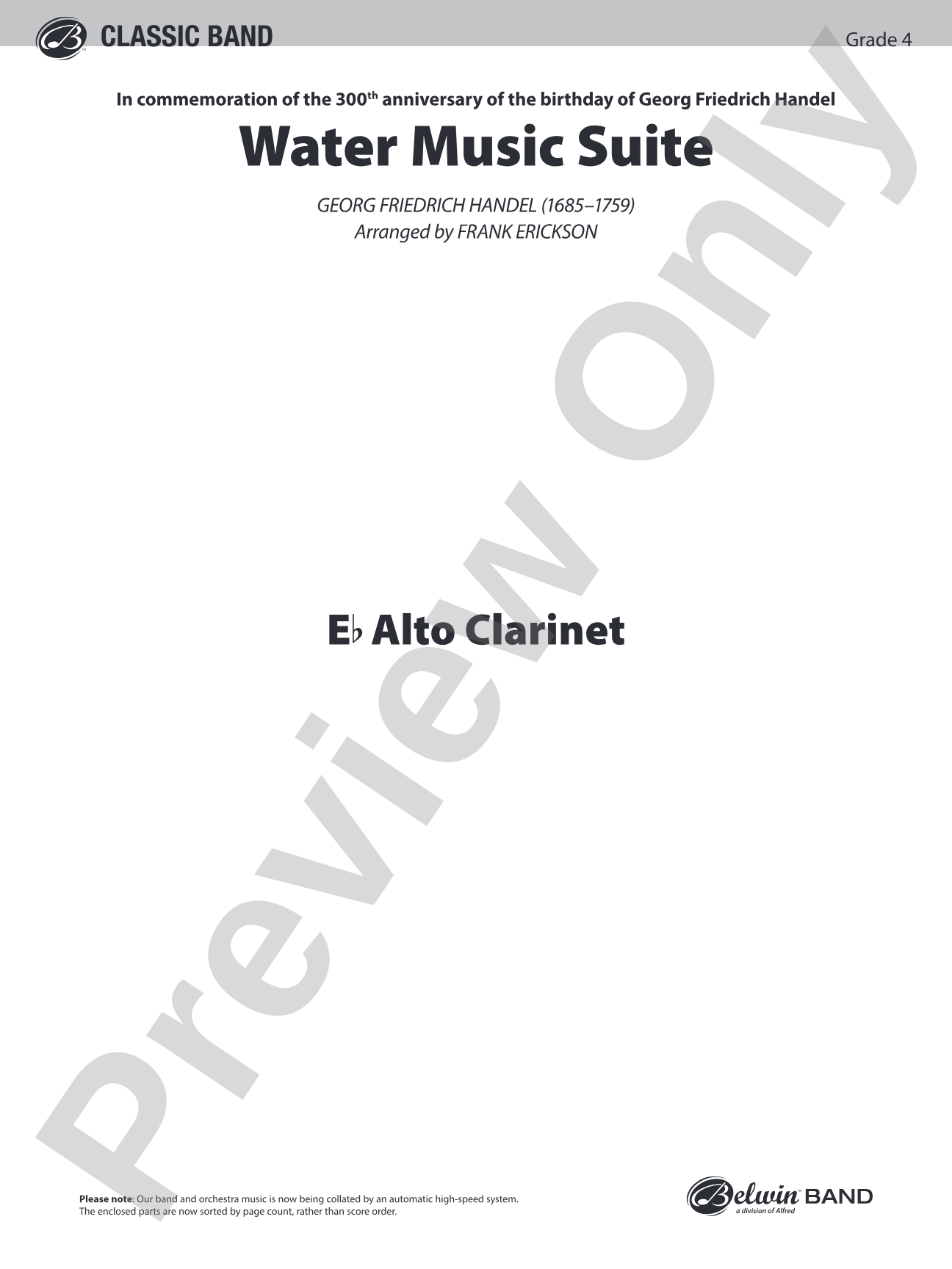 Water Music Suite: E-flat Alto Clarinet