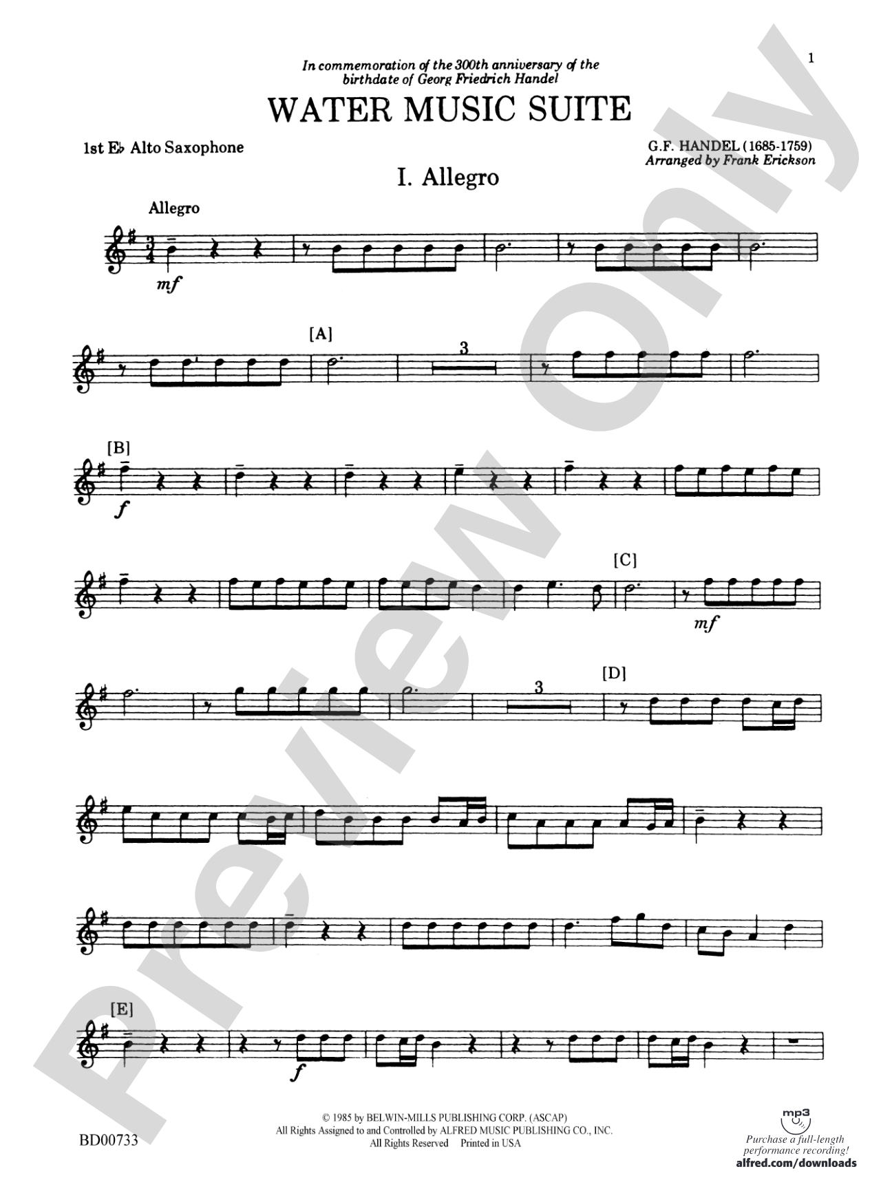 Water Music Suite: E-flat Alto Saxophone