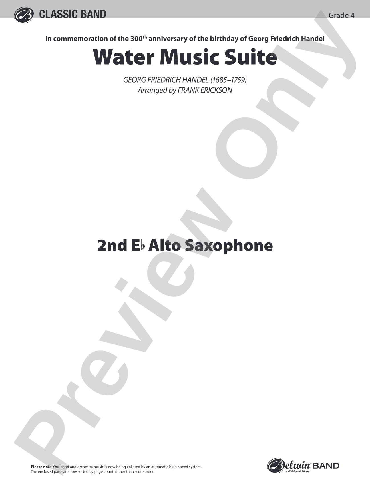 Water Music Suite: 2nd E-flat Alto Saxophone