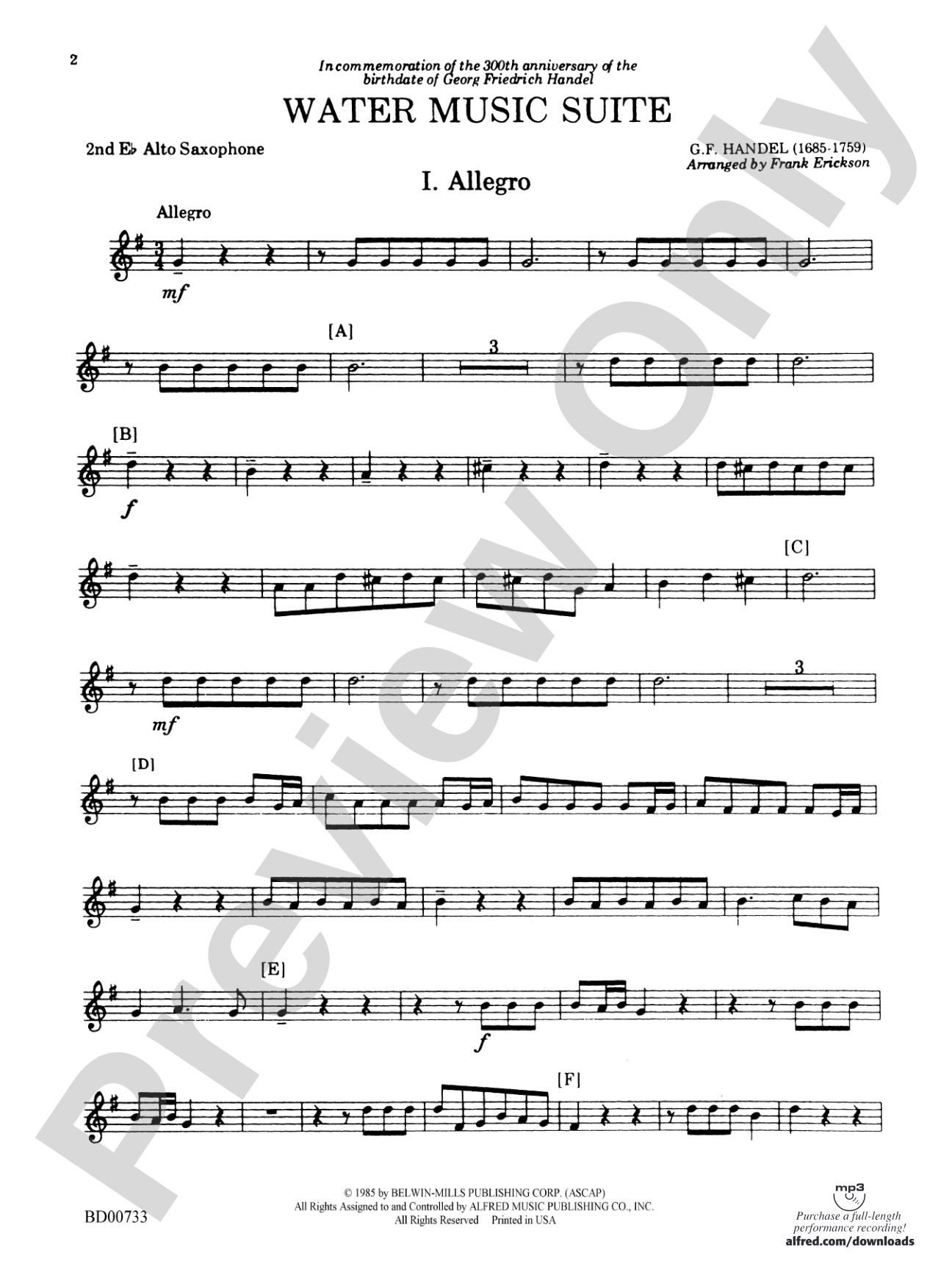 Water Music Suite: 2nd E-flat Alto Saxophone