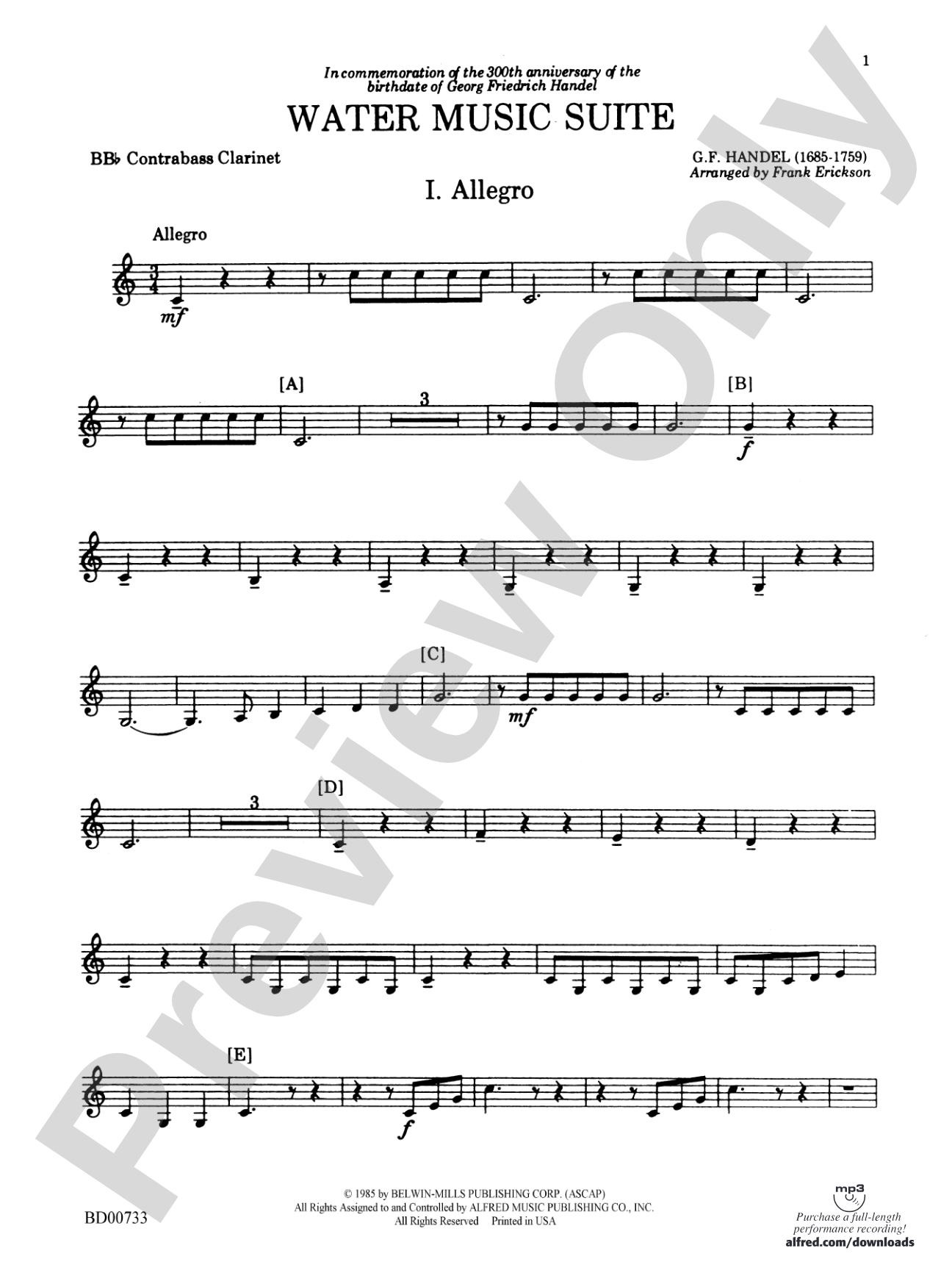 Water Music Suite: B-flat Contrabass Clarinet