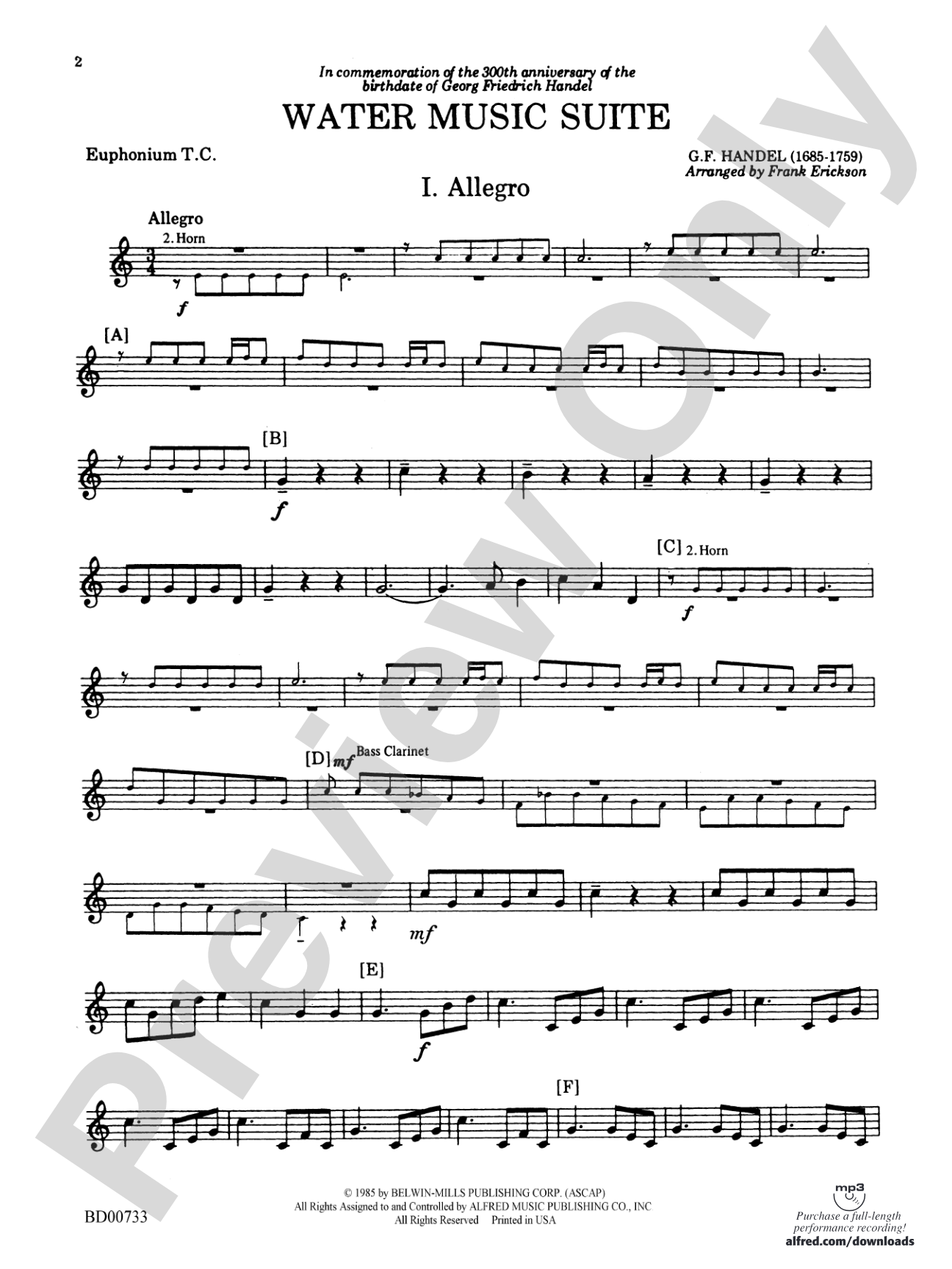 Water Music Suite: Baritone T.C.